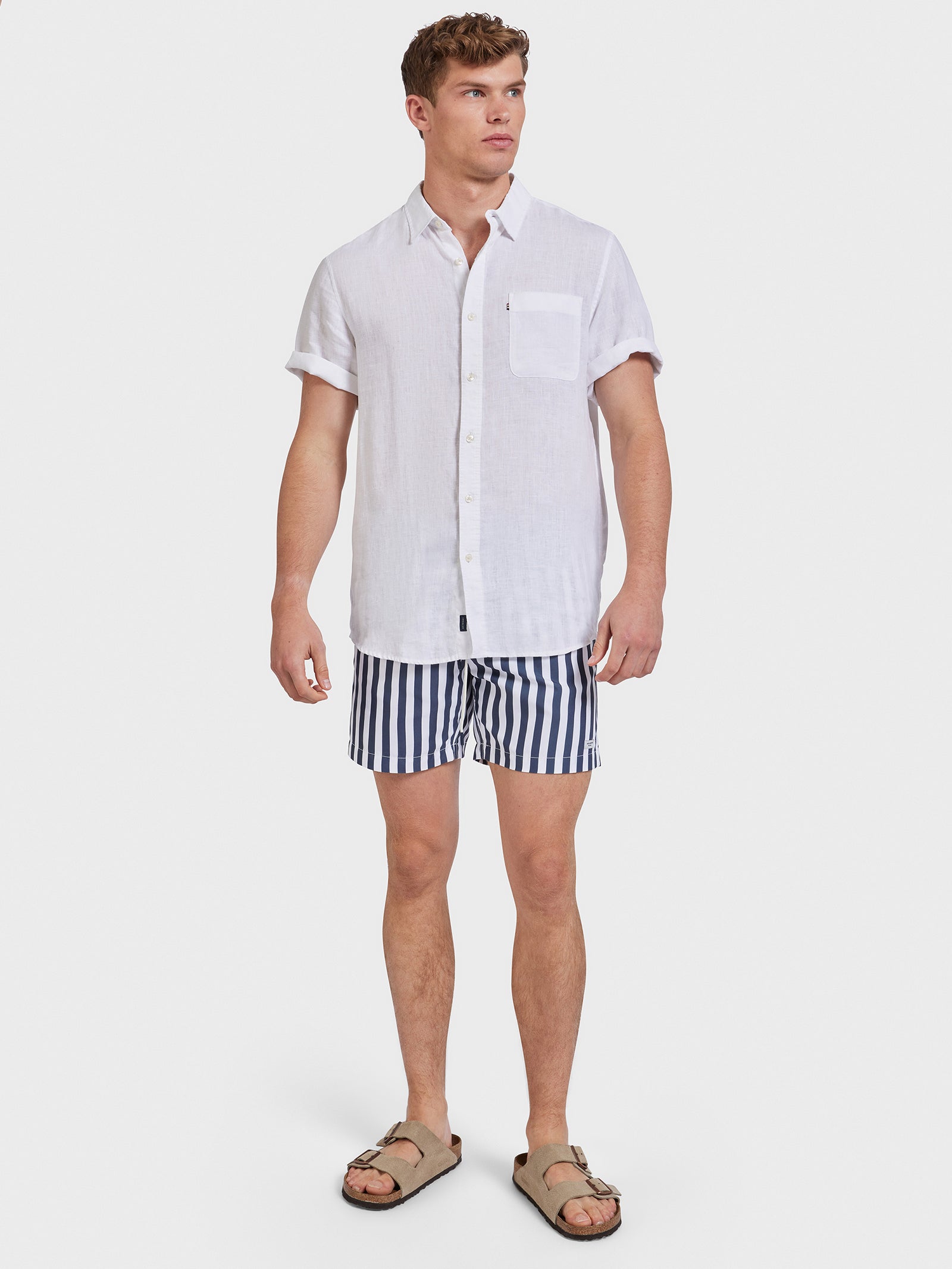 Teamster Stripe Board Shorts in Navy Stripe