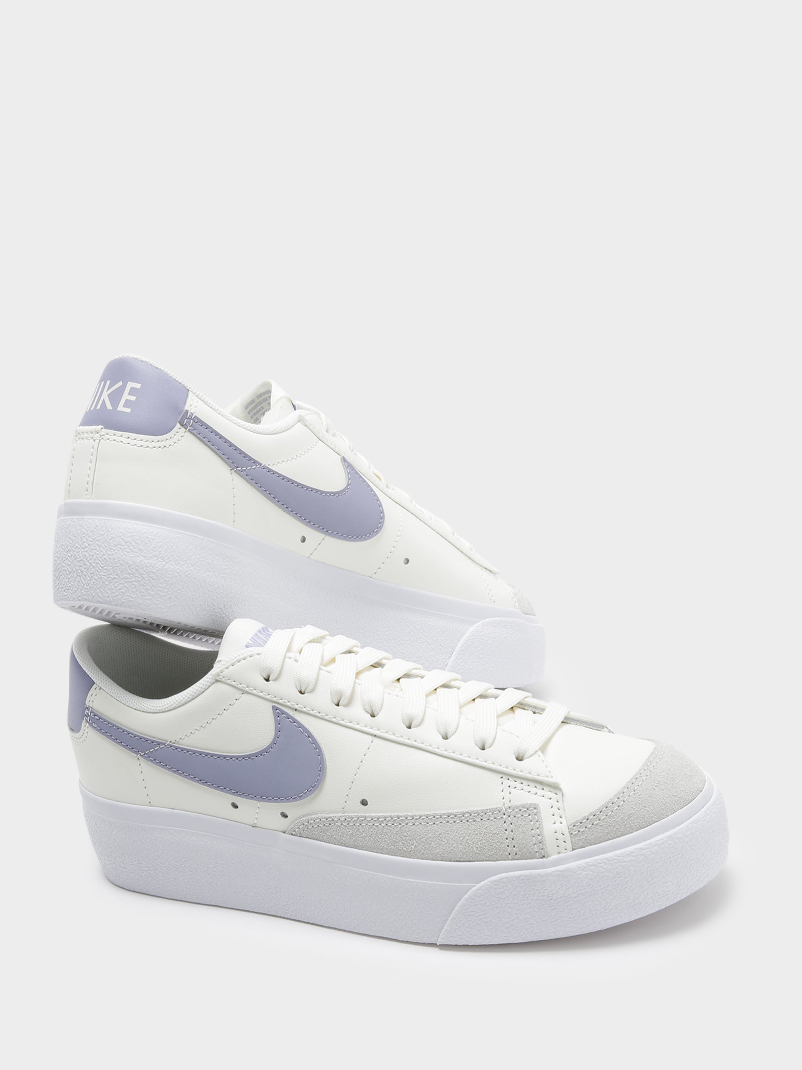 Womens Blazer Low Platform Sneakers in White & Lilac