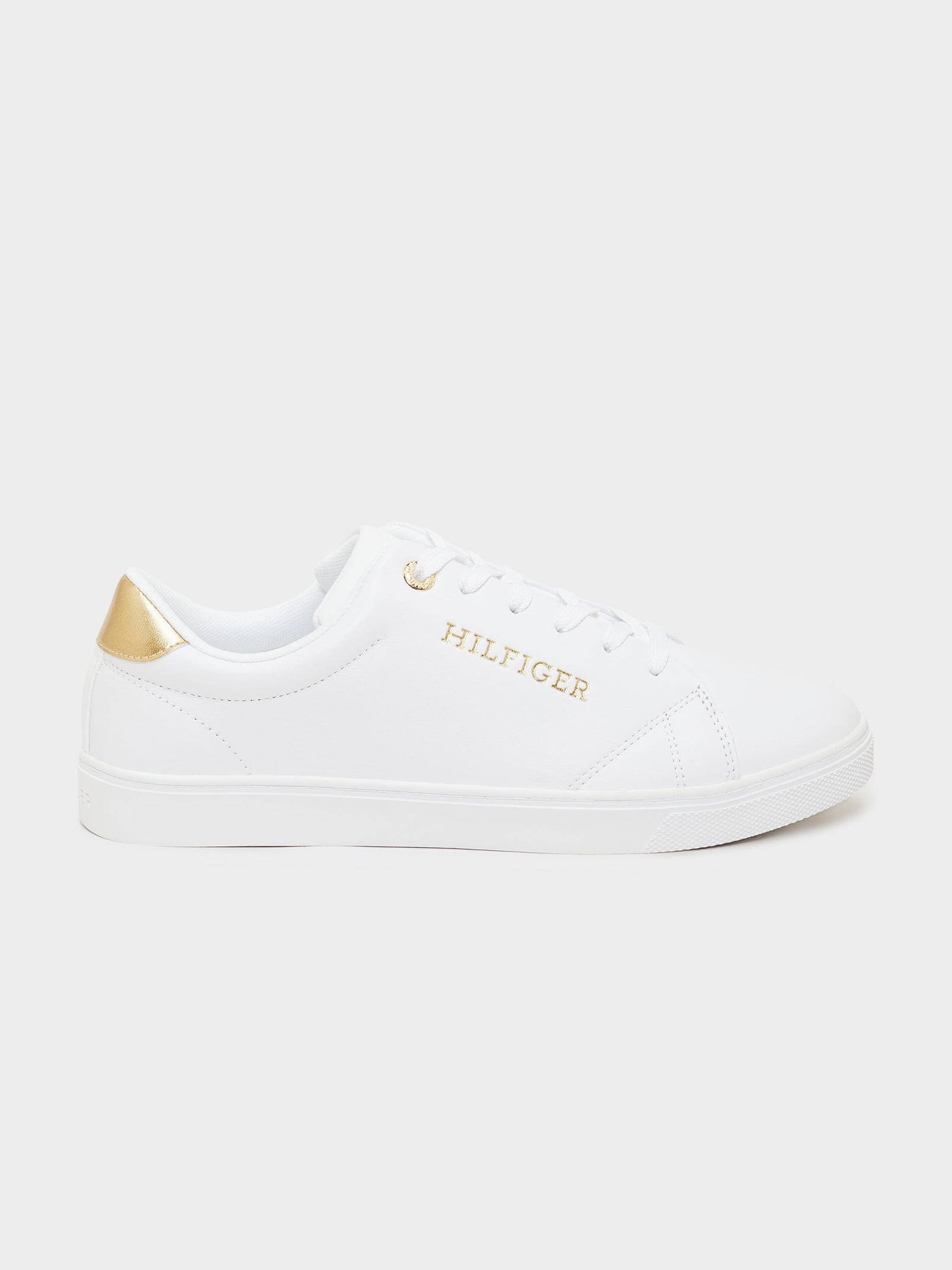 Womens Cupsole Trainers in White & Gold