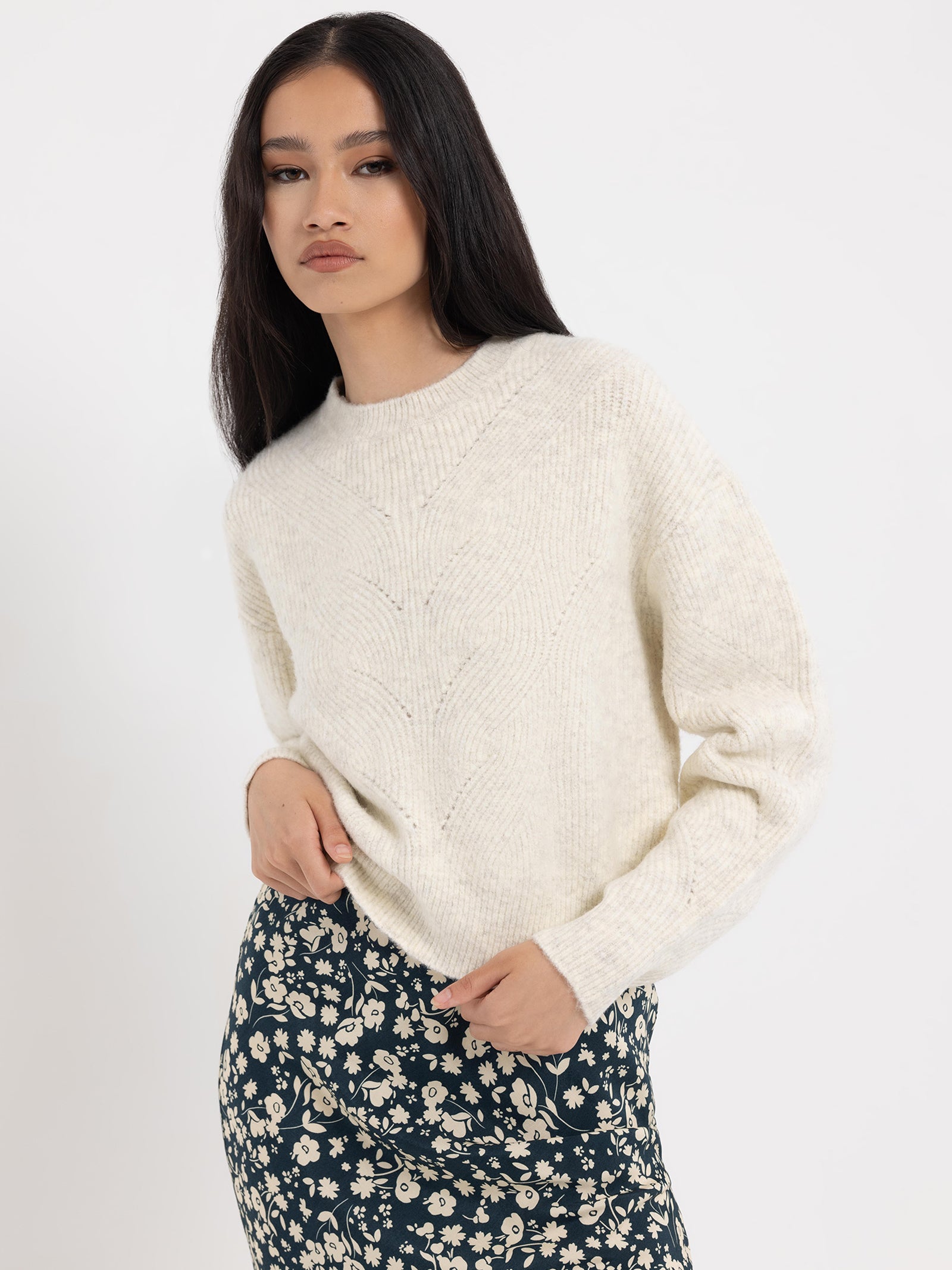 Candace Crew Neck Jumper - Off White