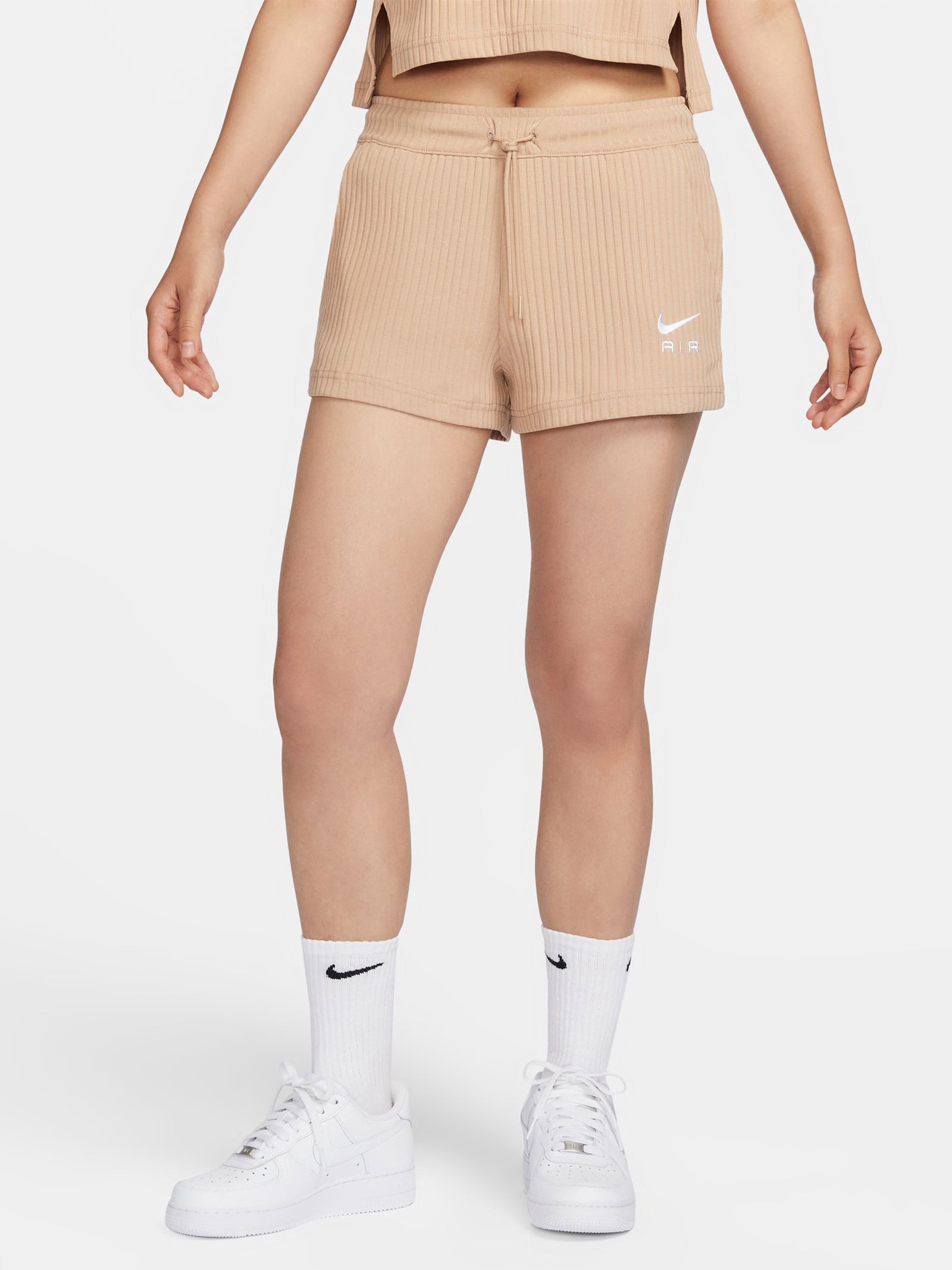 Sportswear Rib Jersey Shorts in Hemp & White