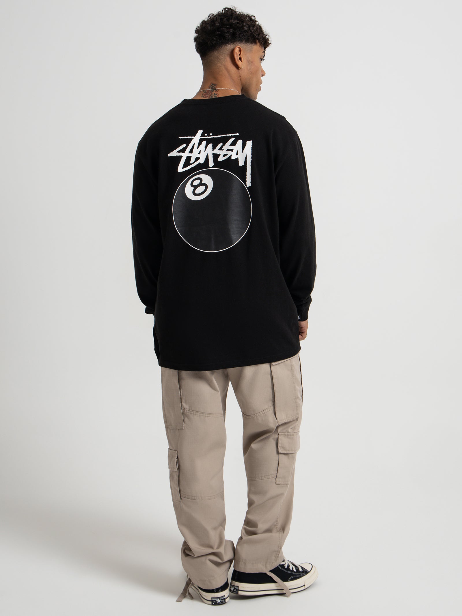 Solid 8 Ball Long Sleeve T-Shirt in Black