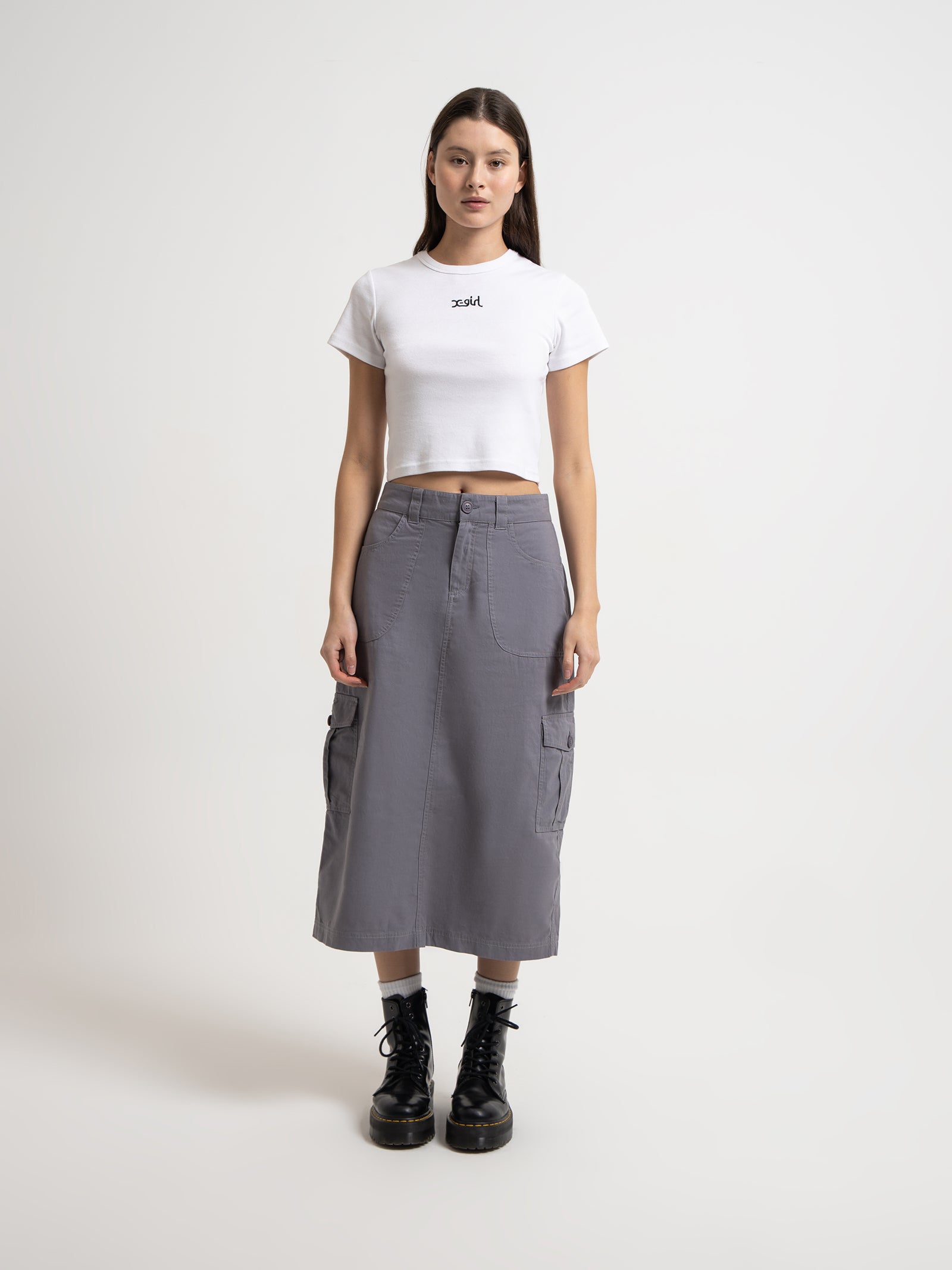 Work Cargo Maxi Skirt in Cement