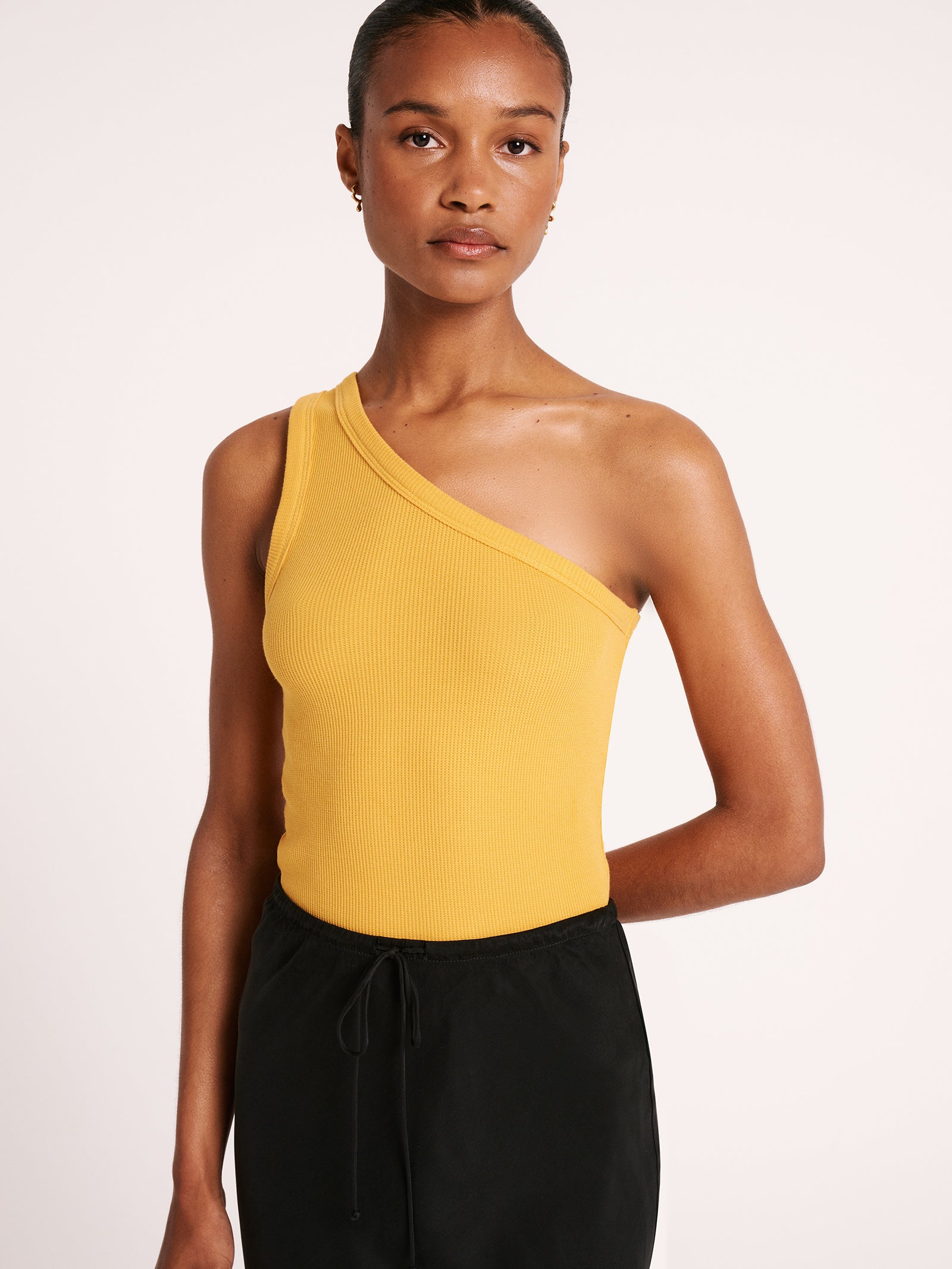 Cecil One Shoulder Tank in Marigold