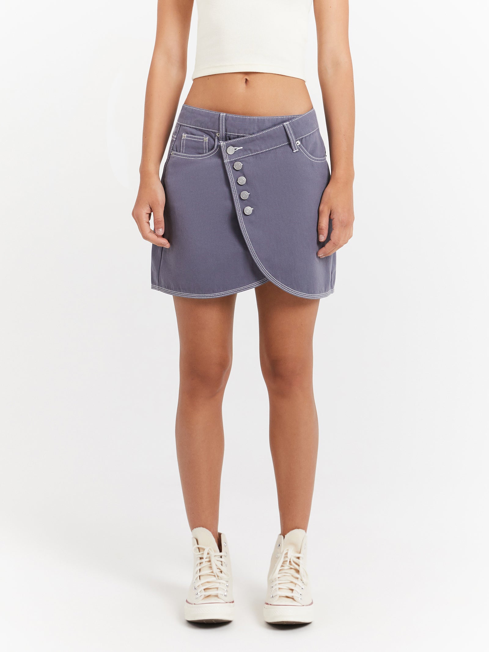 Lenny Wrap Mini Skirt in Ash