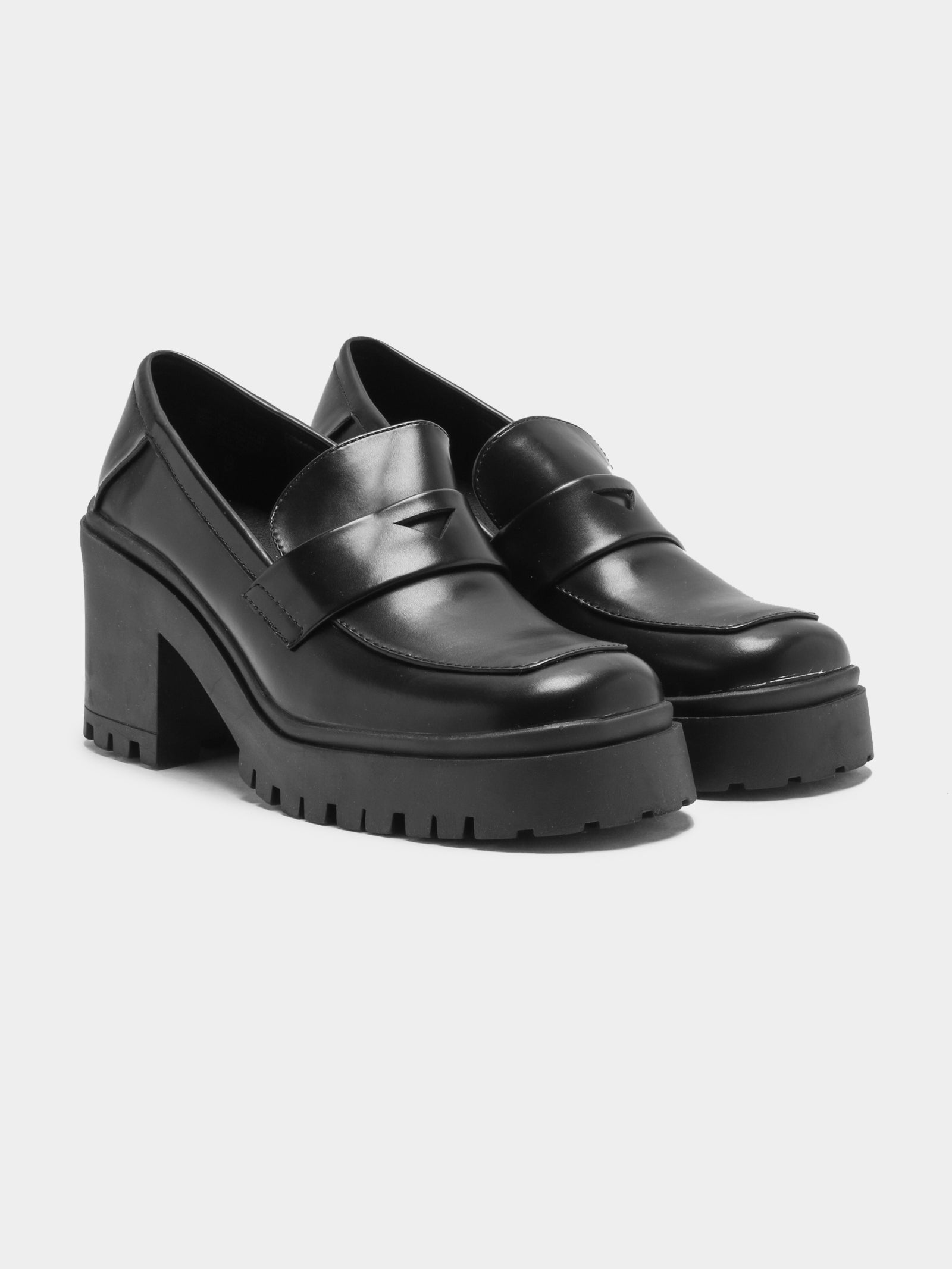 Womens Prompt Heeled Loafers in Black