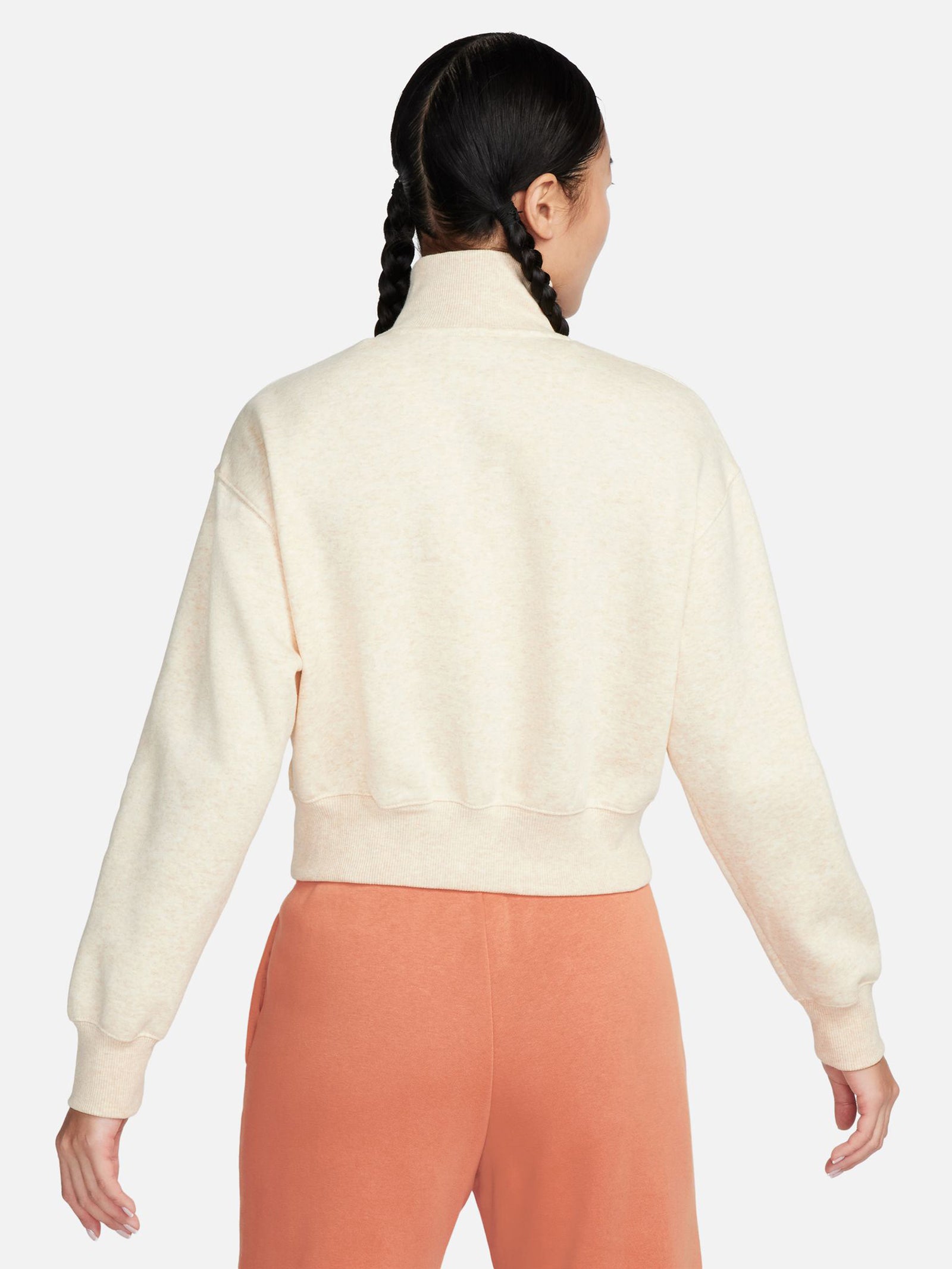 Half Zip Crop Sweatshirt in Sesame Campfire & Orange Sail