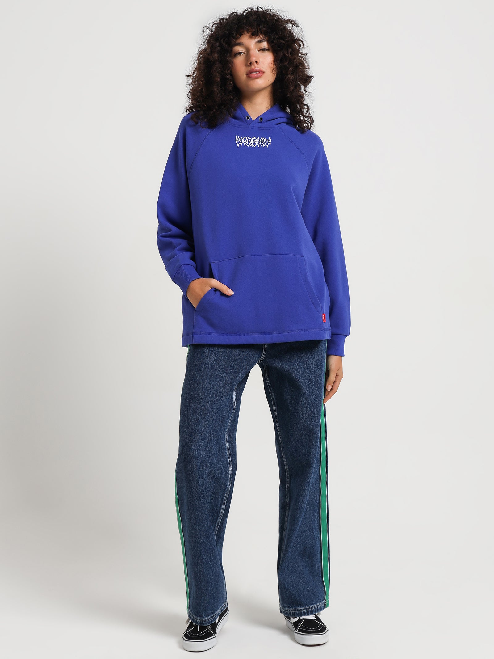 Meancord Oversized Raglan Hoodie in Blue