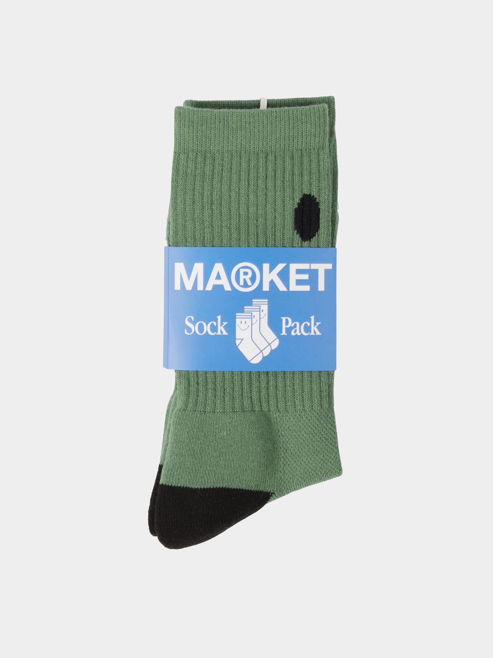 1 Pair of Smiley Crew Socks in Sage