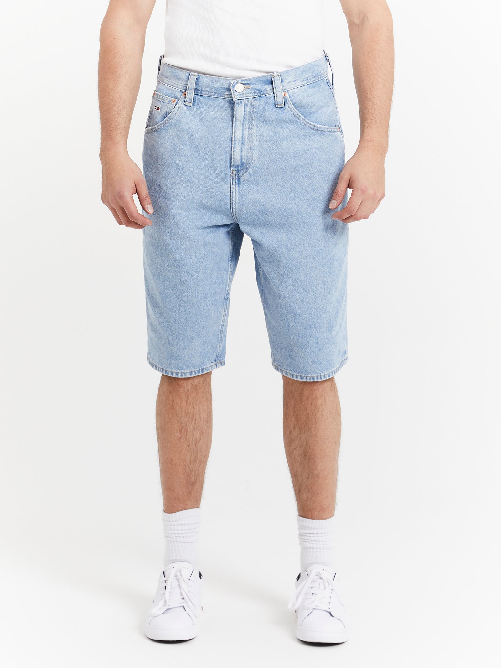 Aiden Faded Baggy Denim Shorts in Light Denim