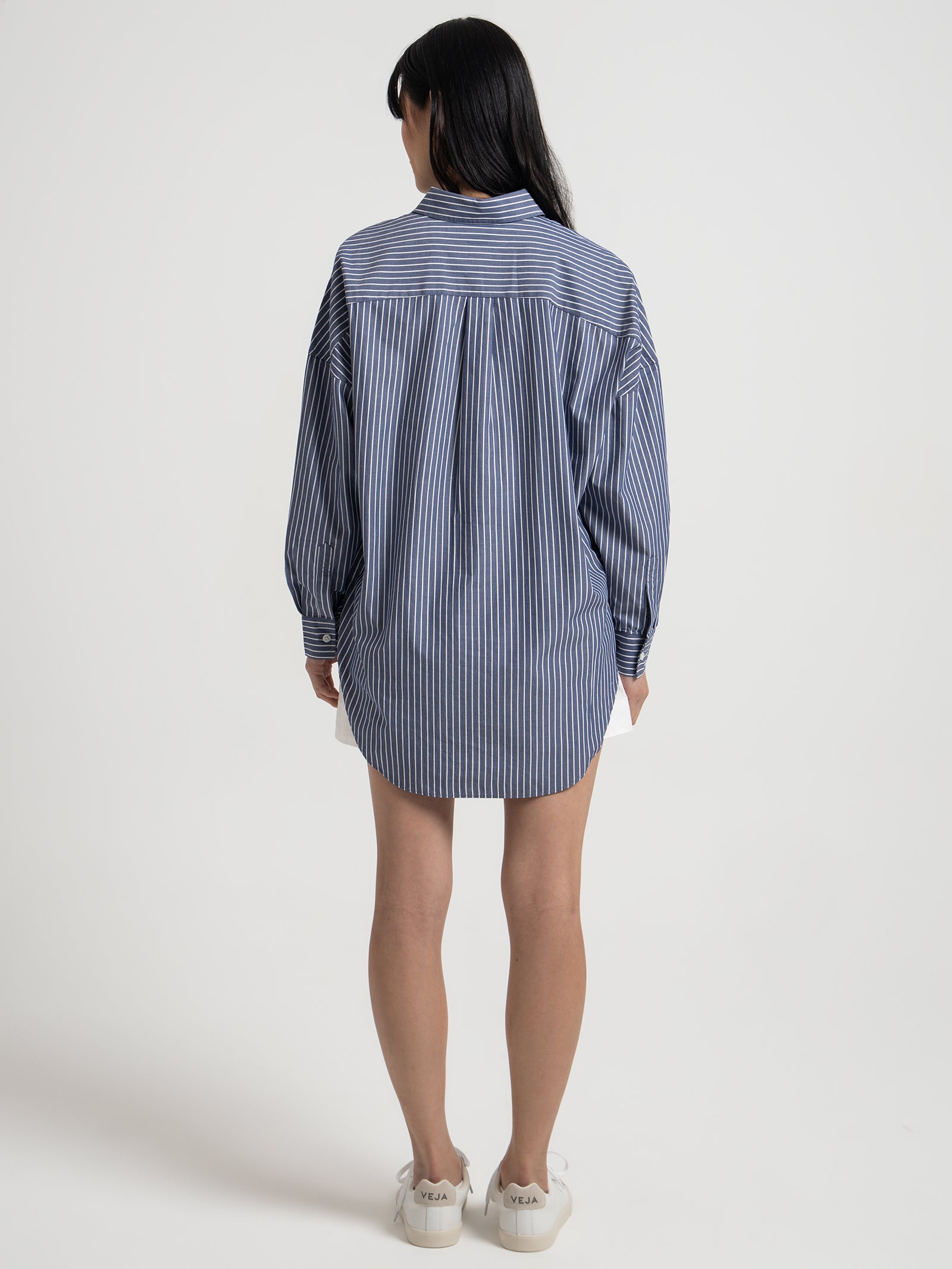 Chiara Shirt in Navy & White Stripe