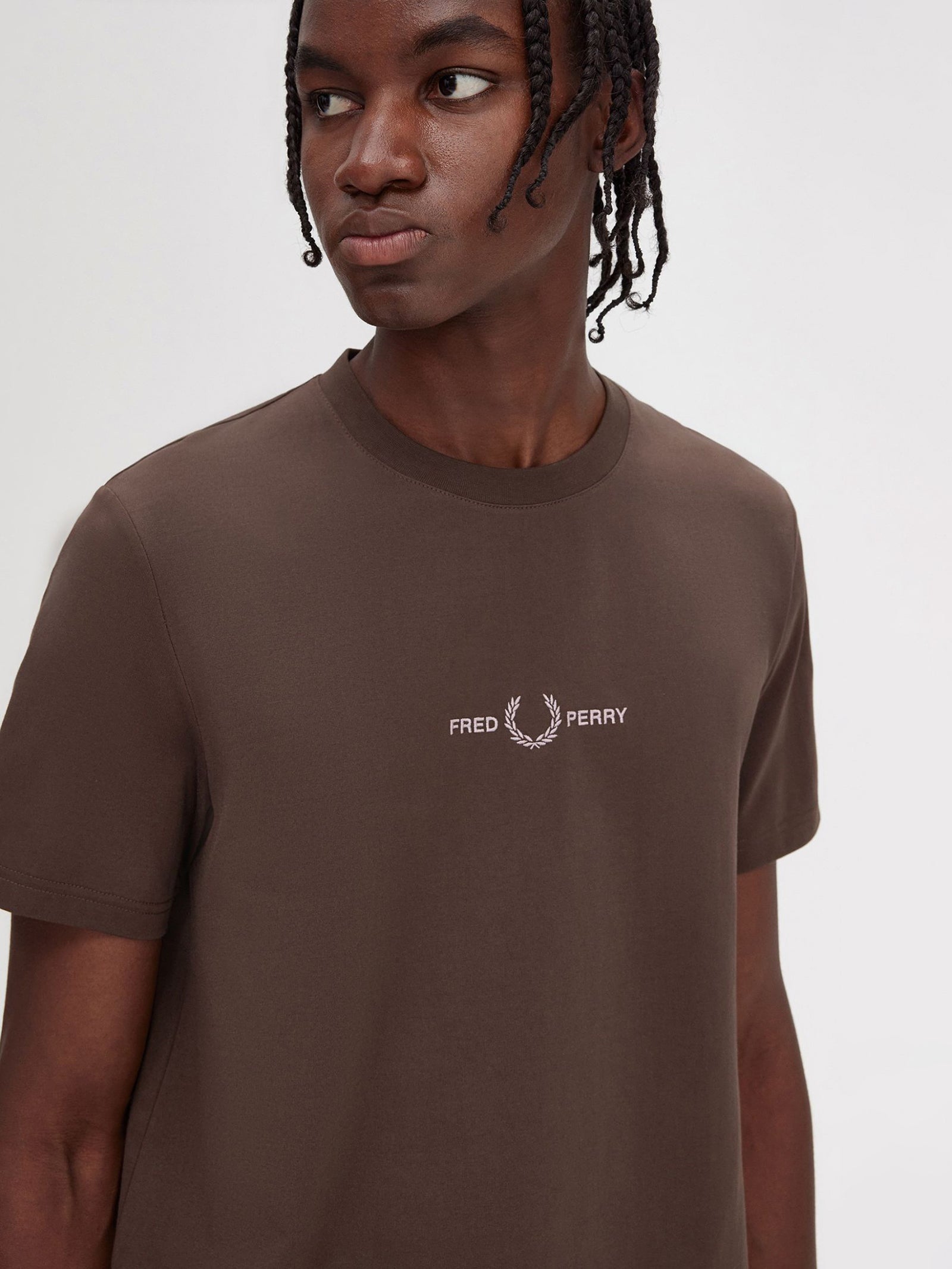 Embroidered T-Shirt in Burnt Tobacco