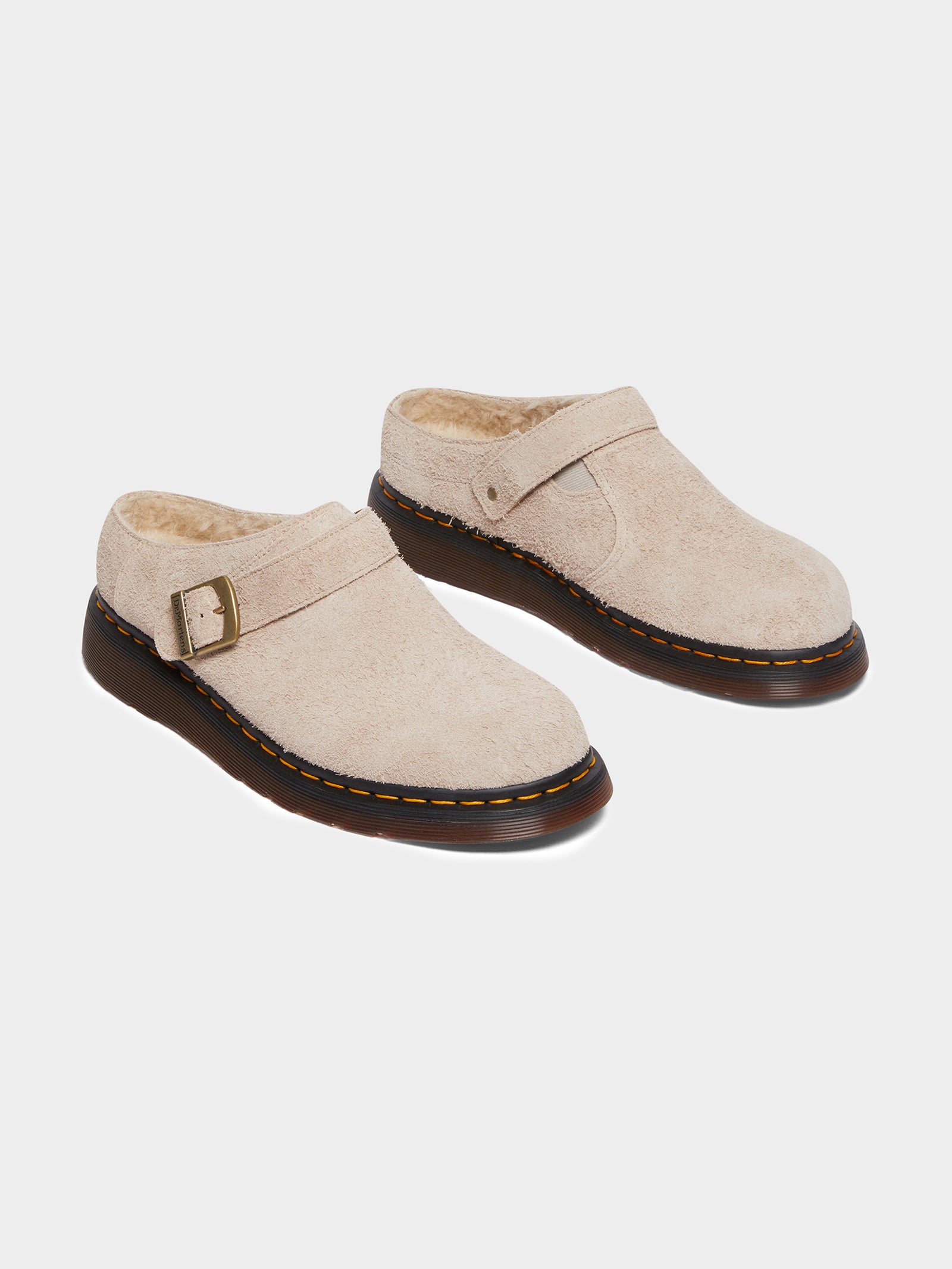 Unisex Isham Buckle Mule in Vintage Long Napped Suede