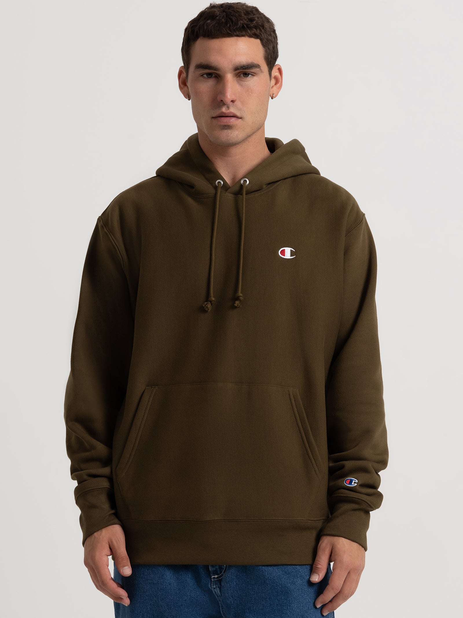 Reverse Weave Hoodie in Nori Green