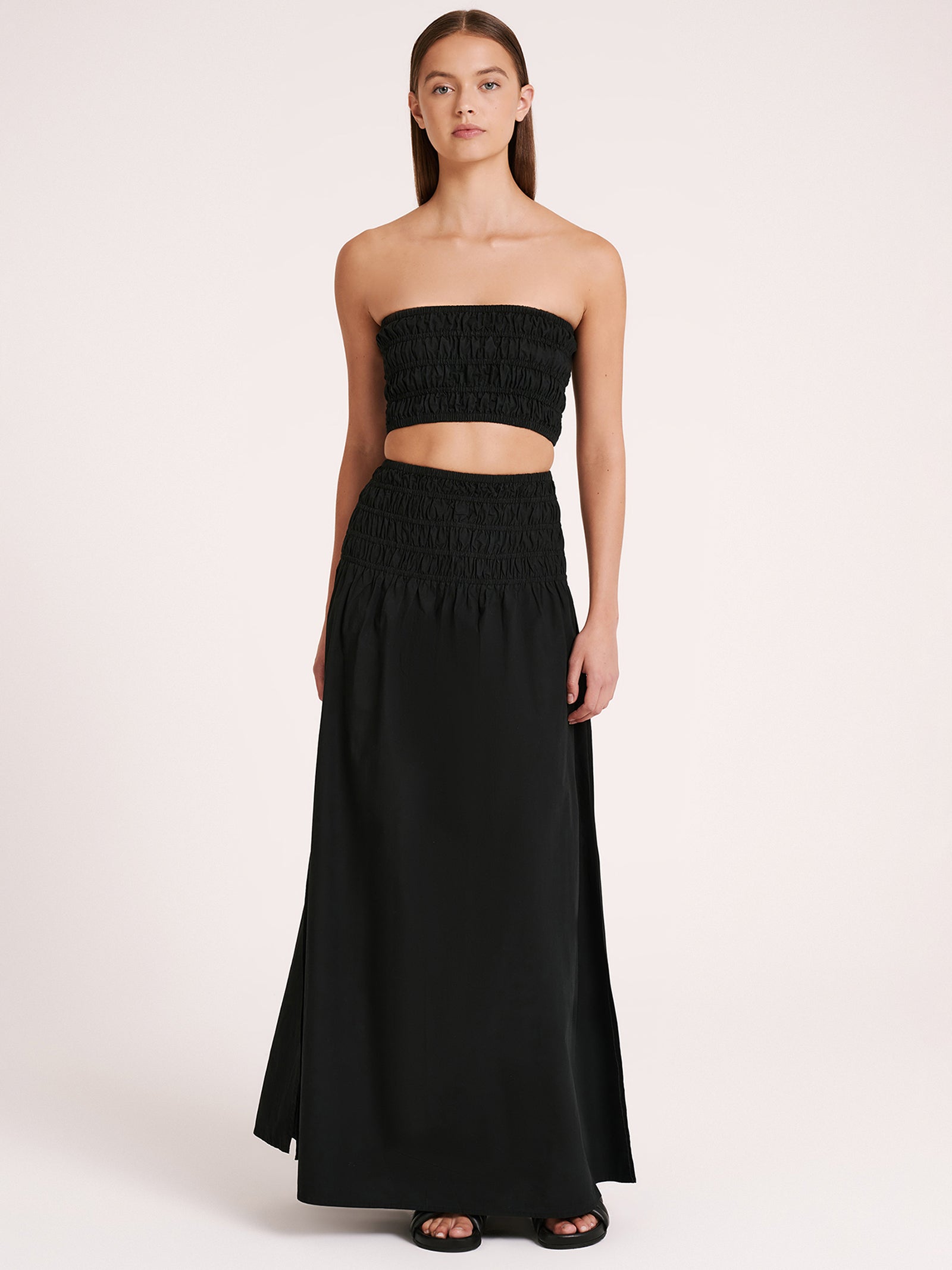 Oasis Poplin Maxi Skirt in Black