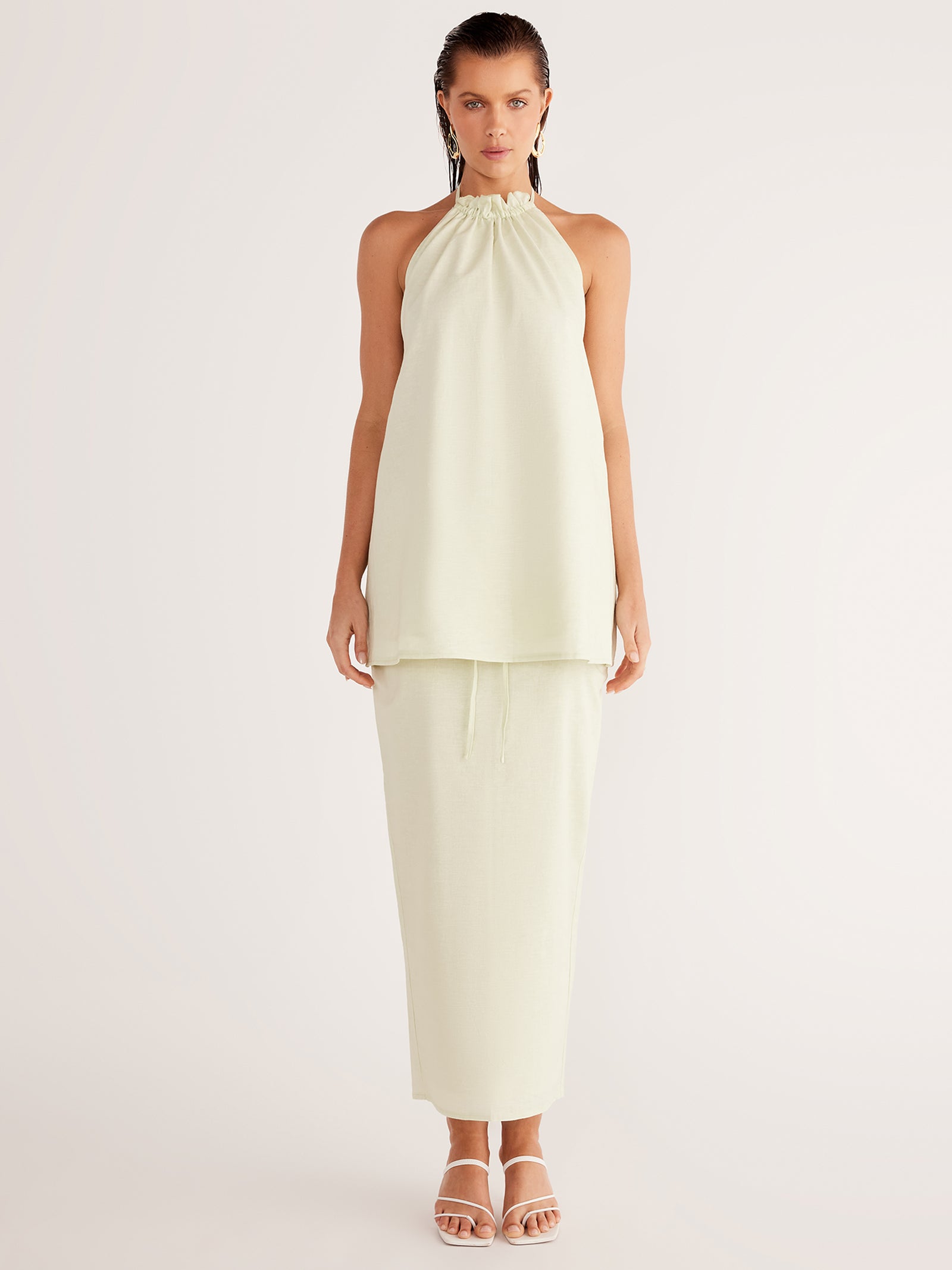 Alysse Halter Dress In Matcha