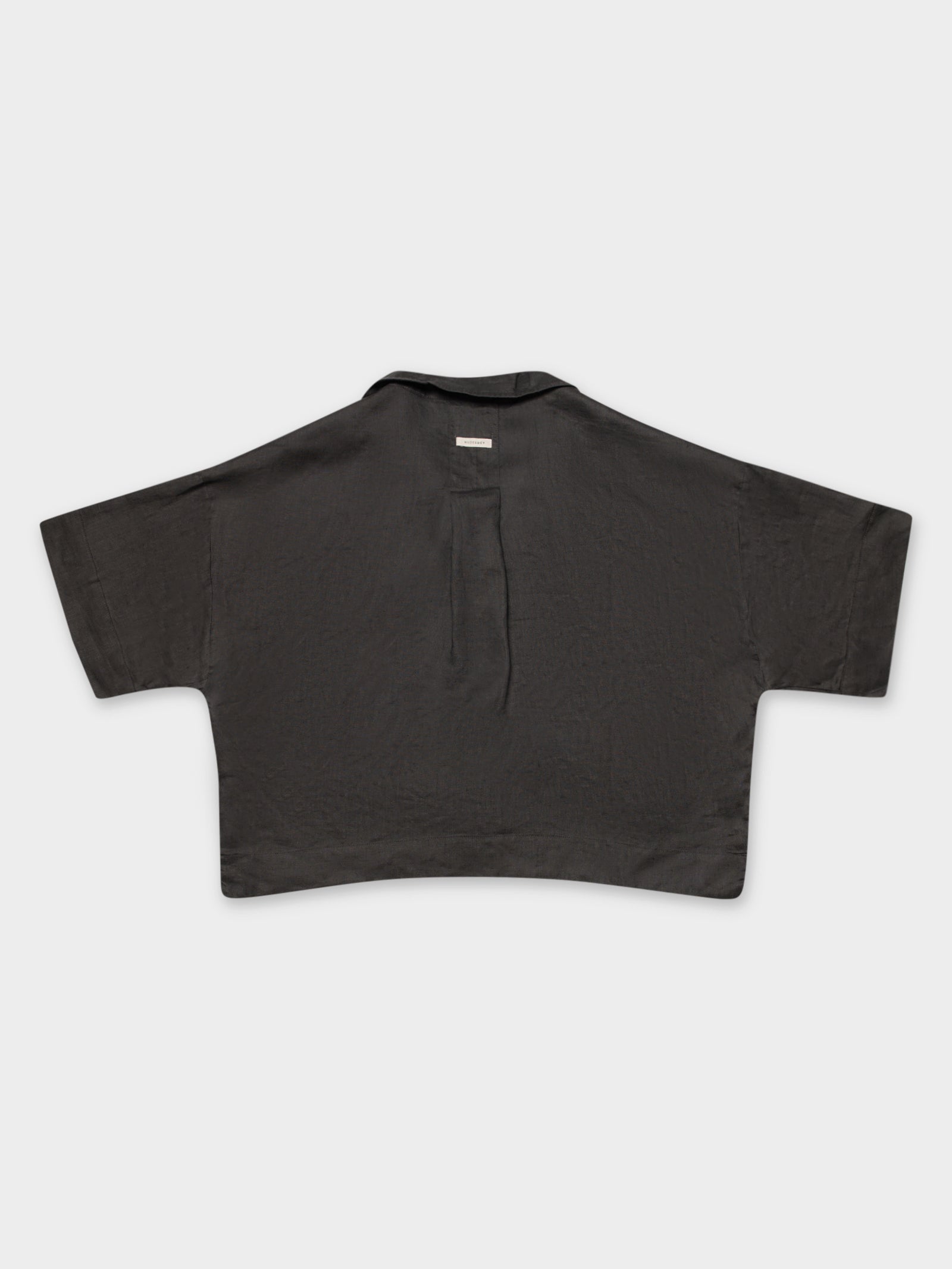 Nude Linen Lounge Shirt in Coal Black