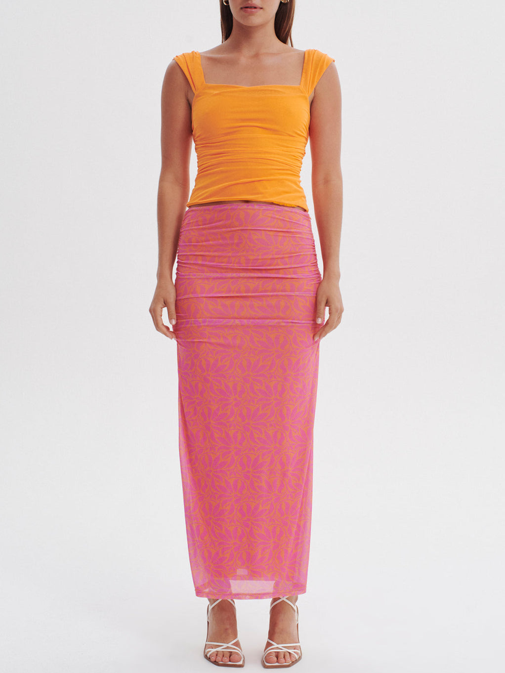 Desire Mesh Skirt in Pink Palm