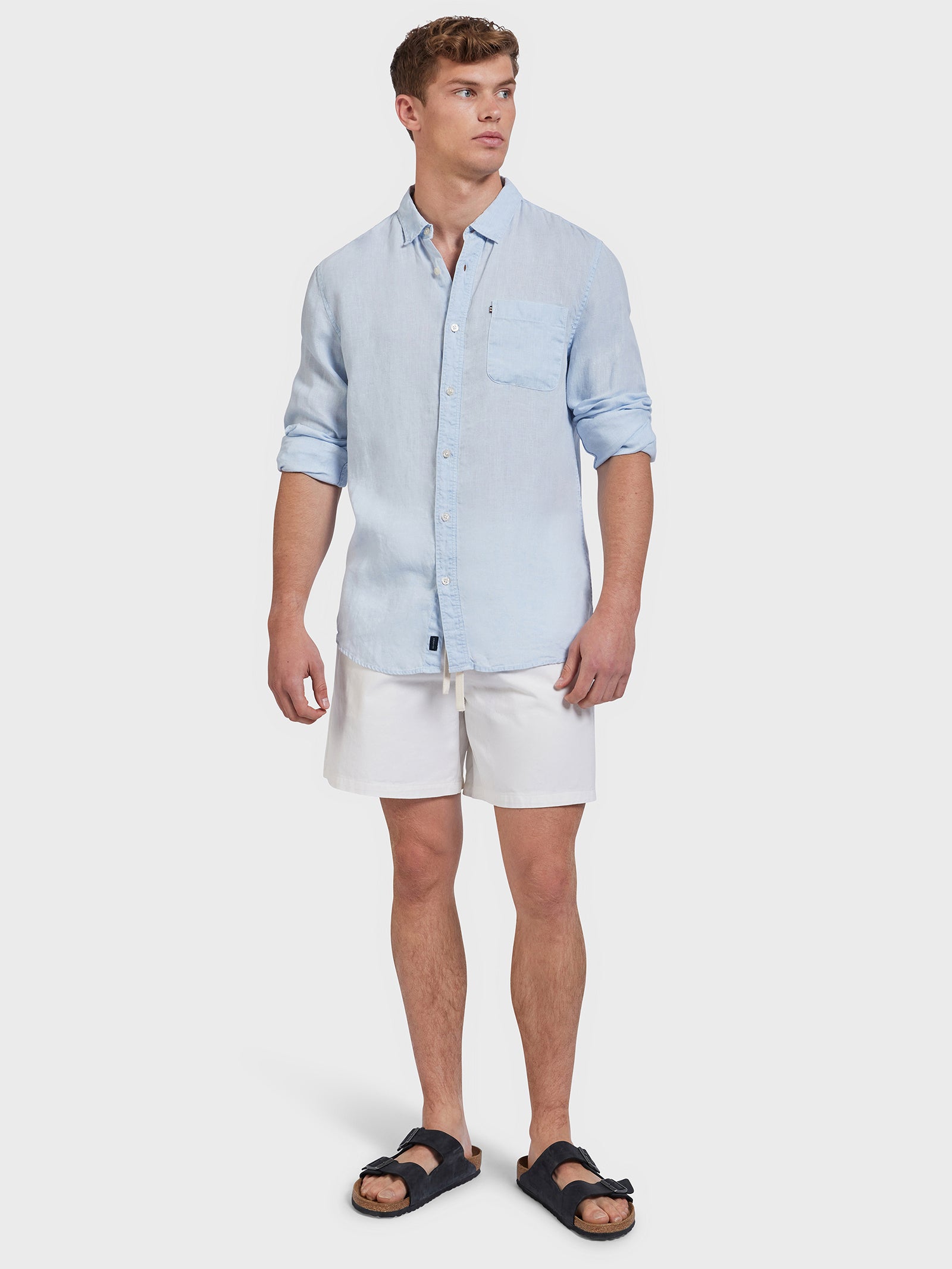 Hampton Linen Shirt in Cloud Blue