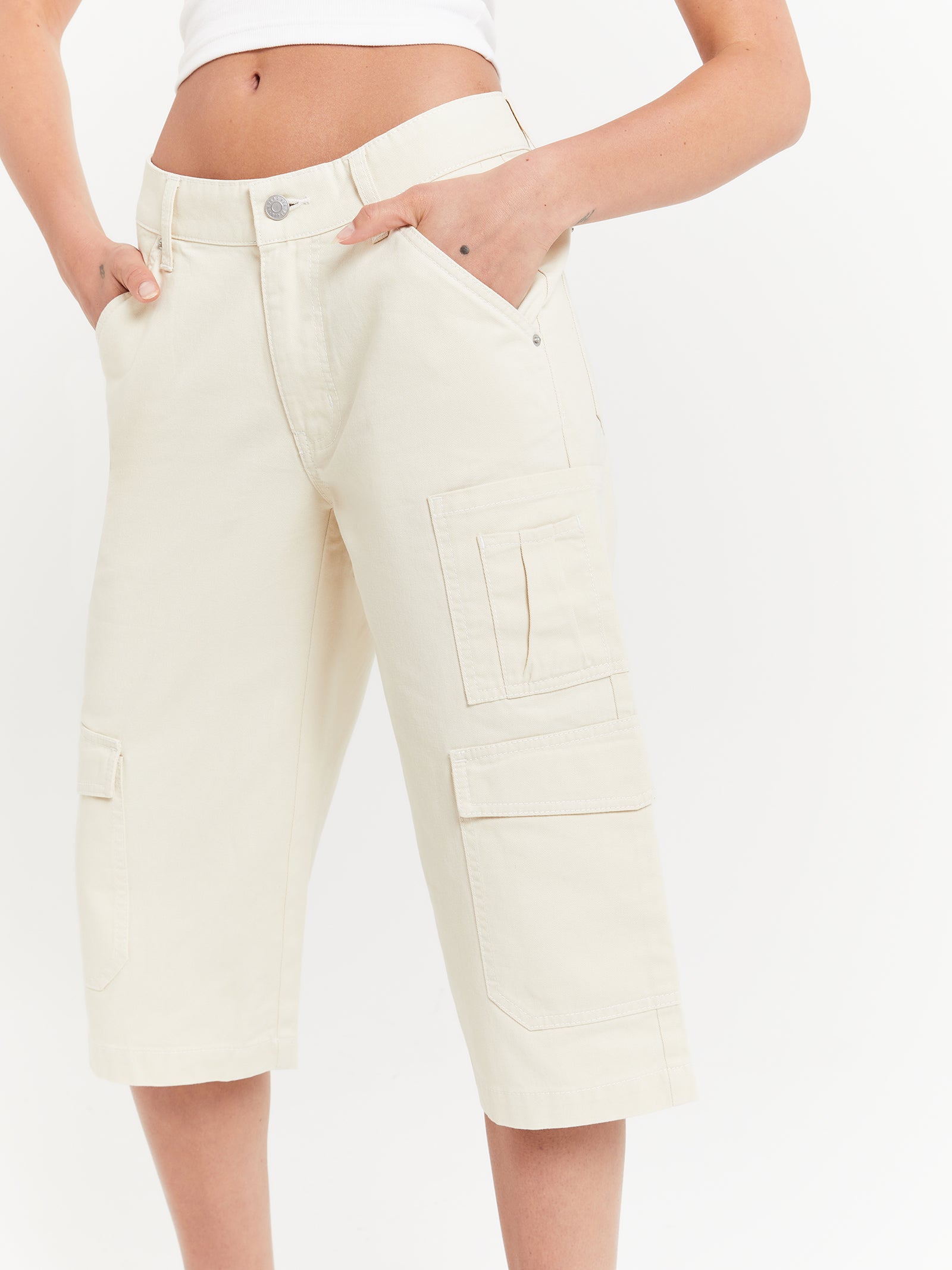 Celine Long Shorts in Alabaster