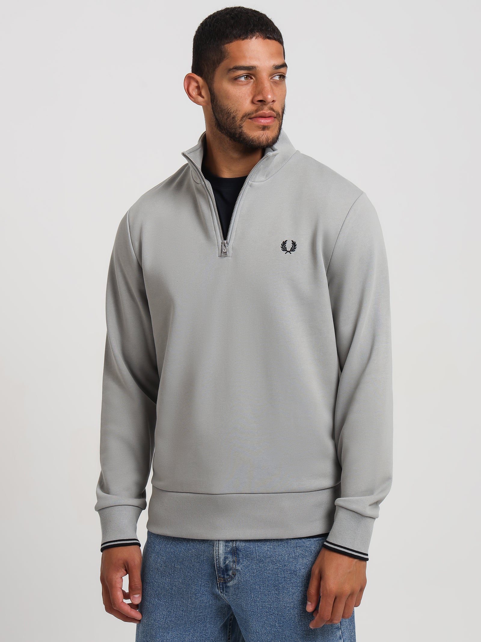 Half Zip Sweatshirt in Limestone Grey