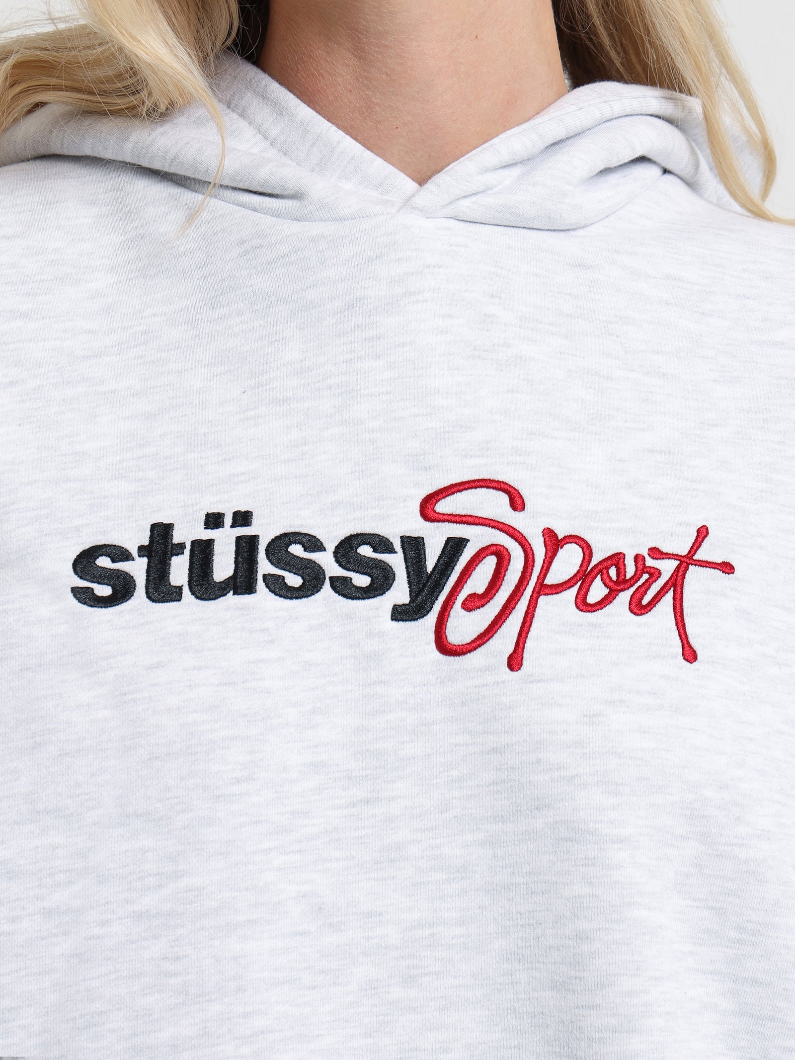 Stussy Sport Oversized Hooded Sweat in Snow Marle