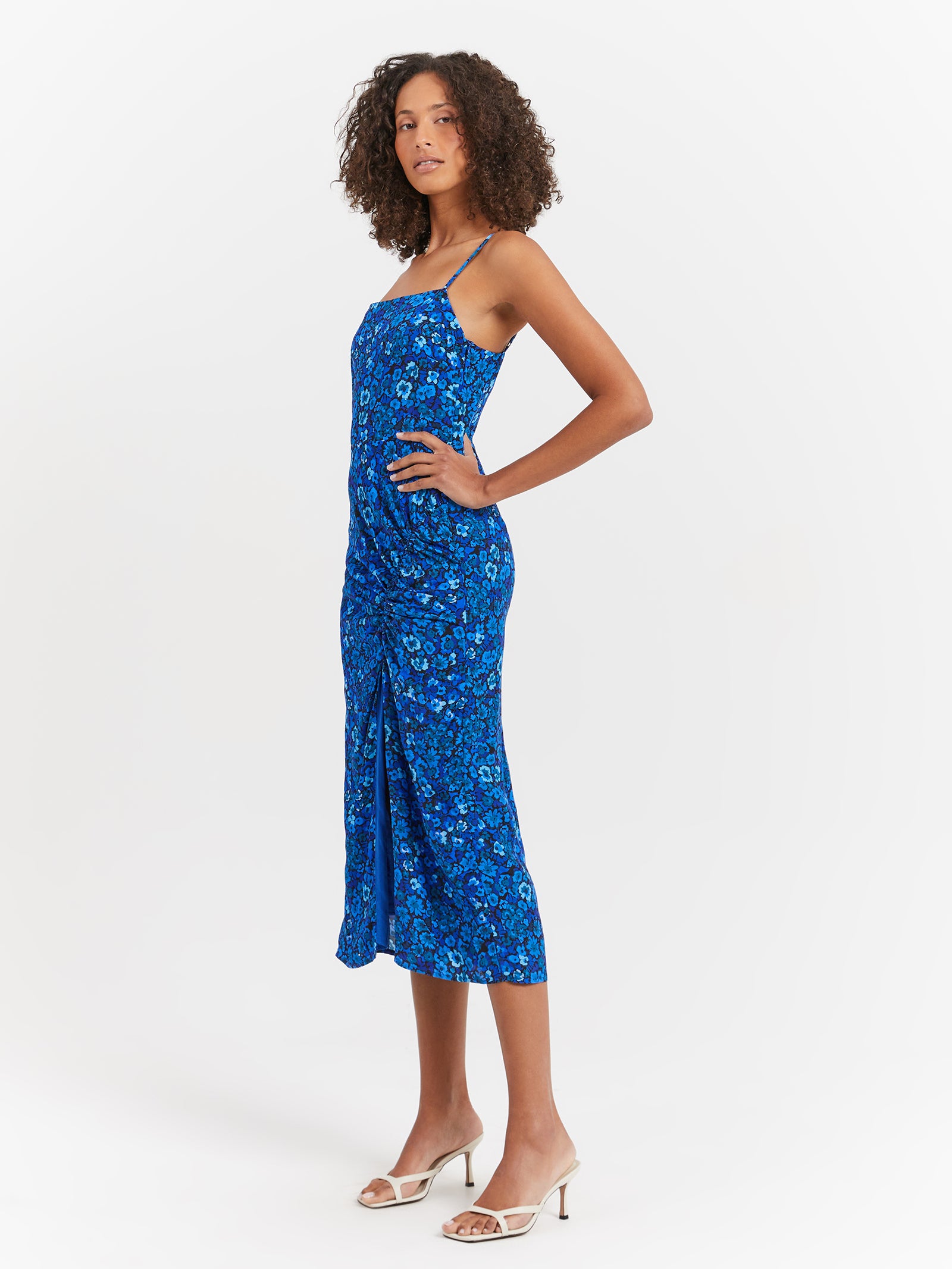 Elyna Midi Dress in Azure Floral