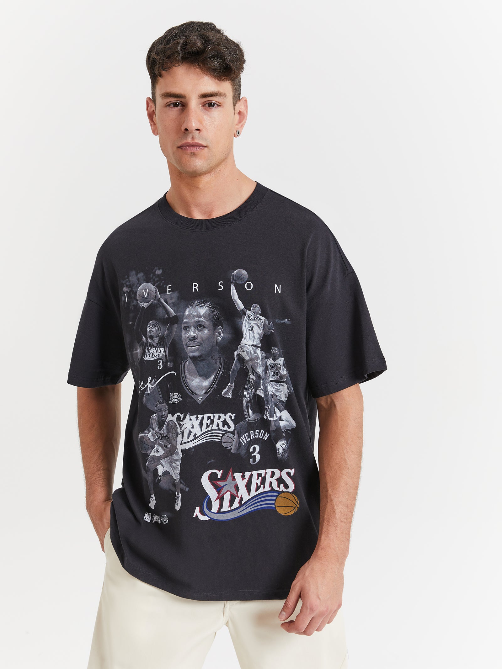 Allen Iverson Player Homage Photo T-Shirt in Faded Black