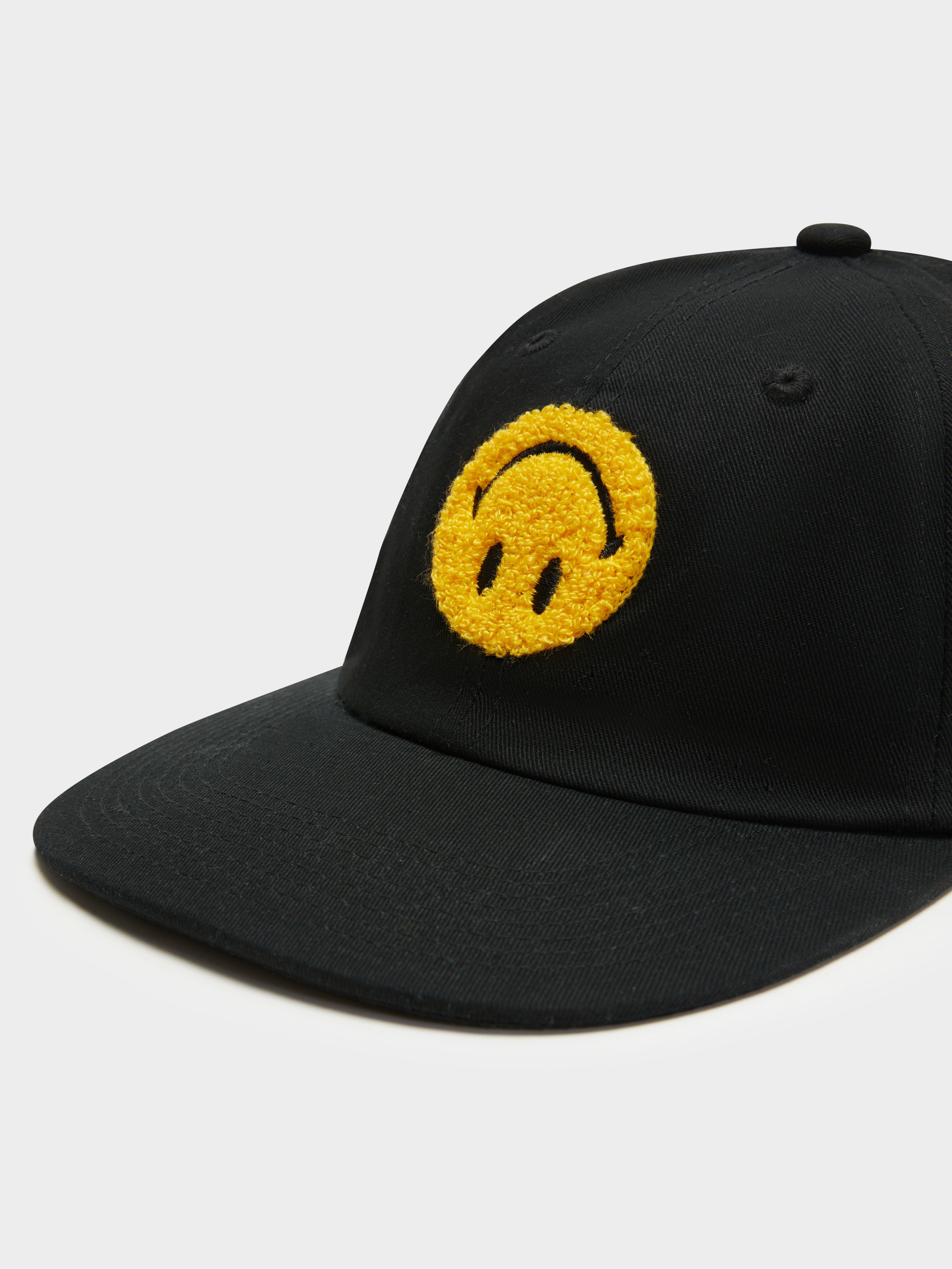 Smiley Upside Down 6 Panel Hat - Black