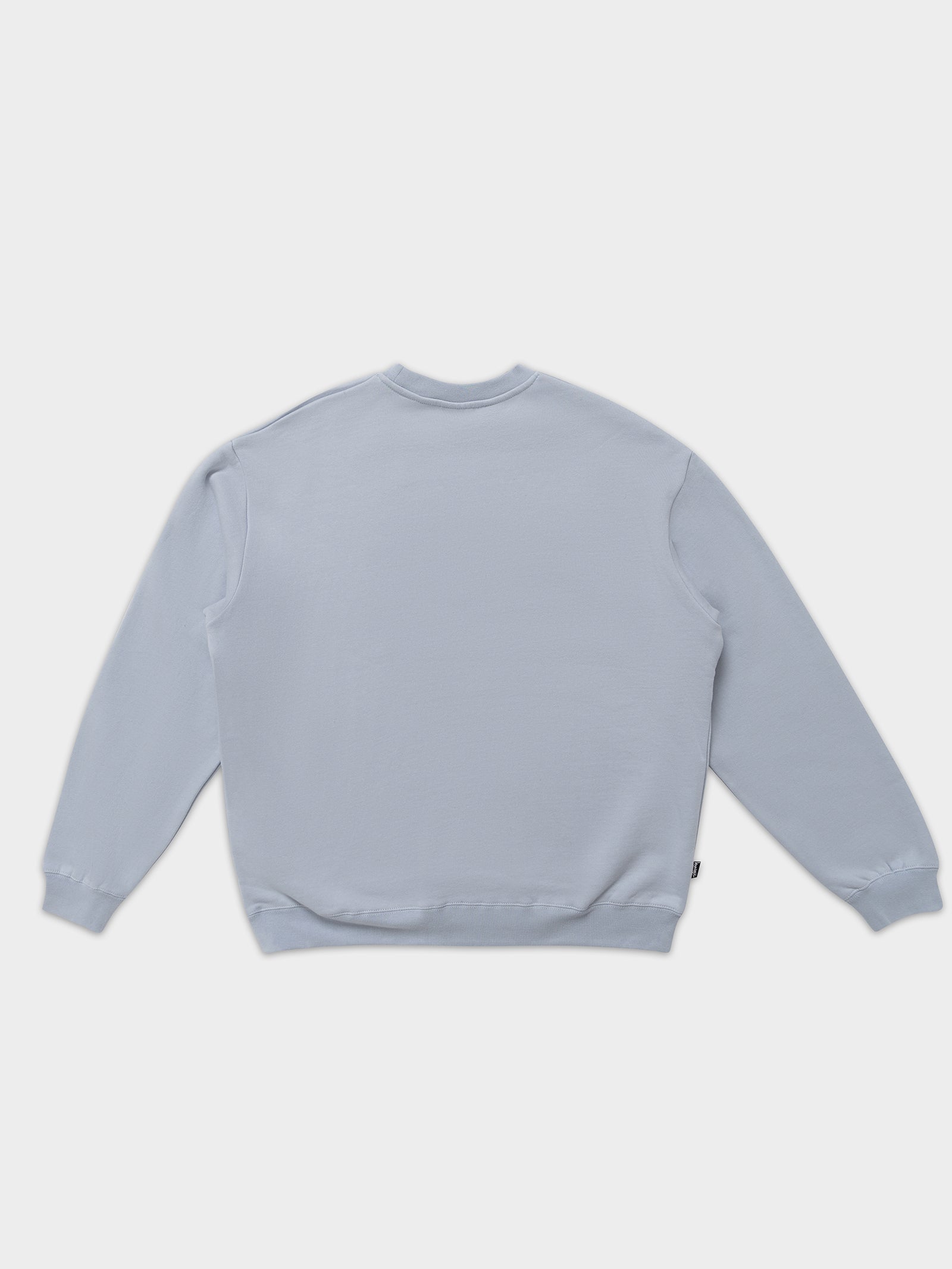 Solid Stock Embroidered Crew Sweater in Silver Blue