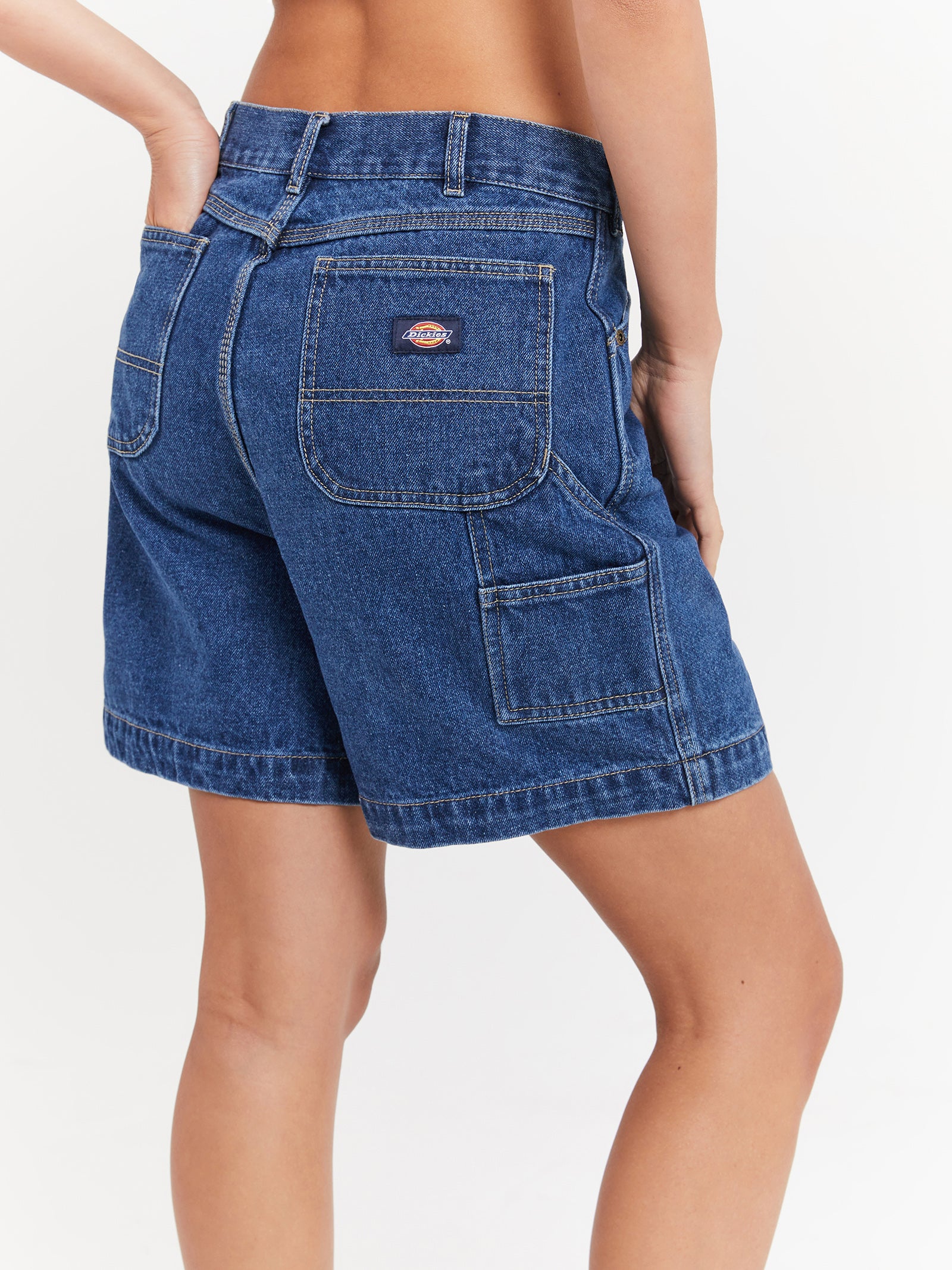 A-Line Shorts in Stone Washed Indigo