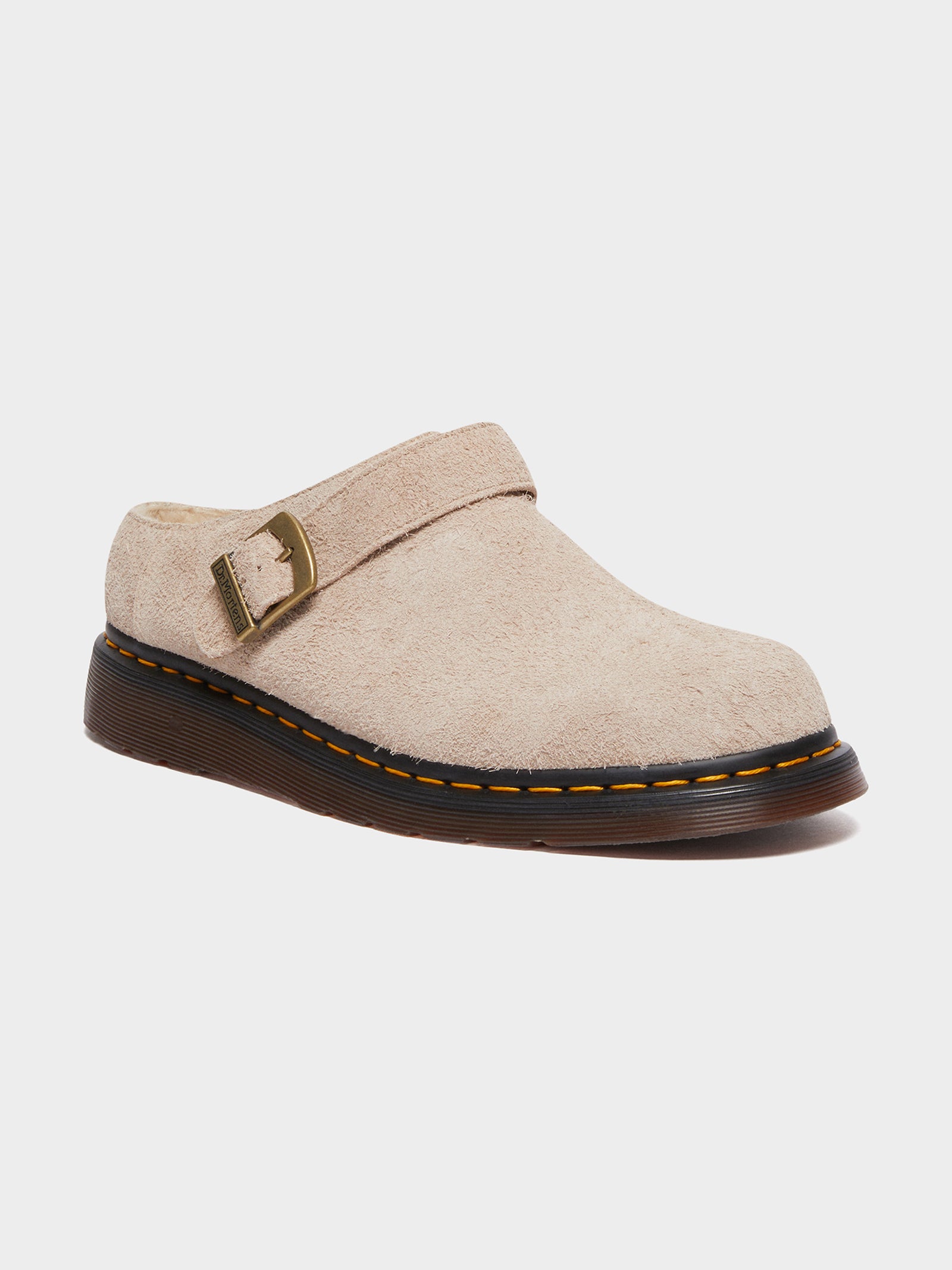 Unisex Isham Buckle Mule in Vintage Long Napped Suede