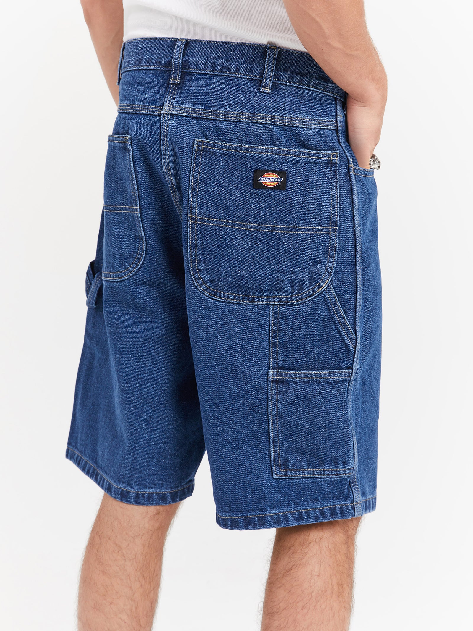 11 Relaxed Fit Denim Shorts in Stone Wash Indigo