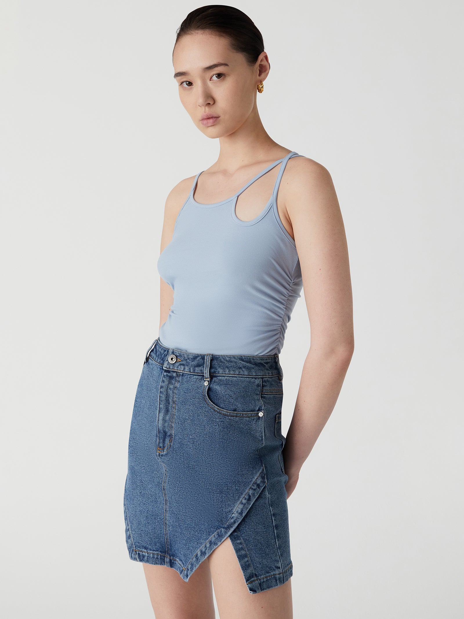 Arrow Denim Skirt in Night Shadow Indigo