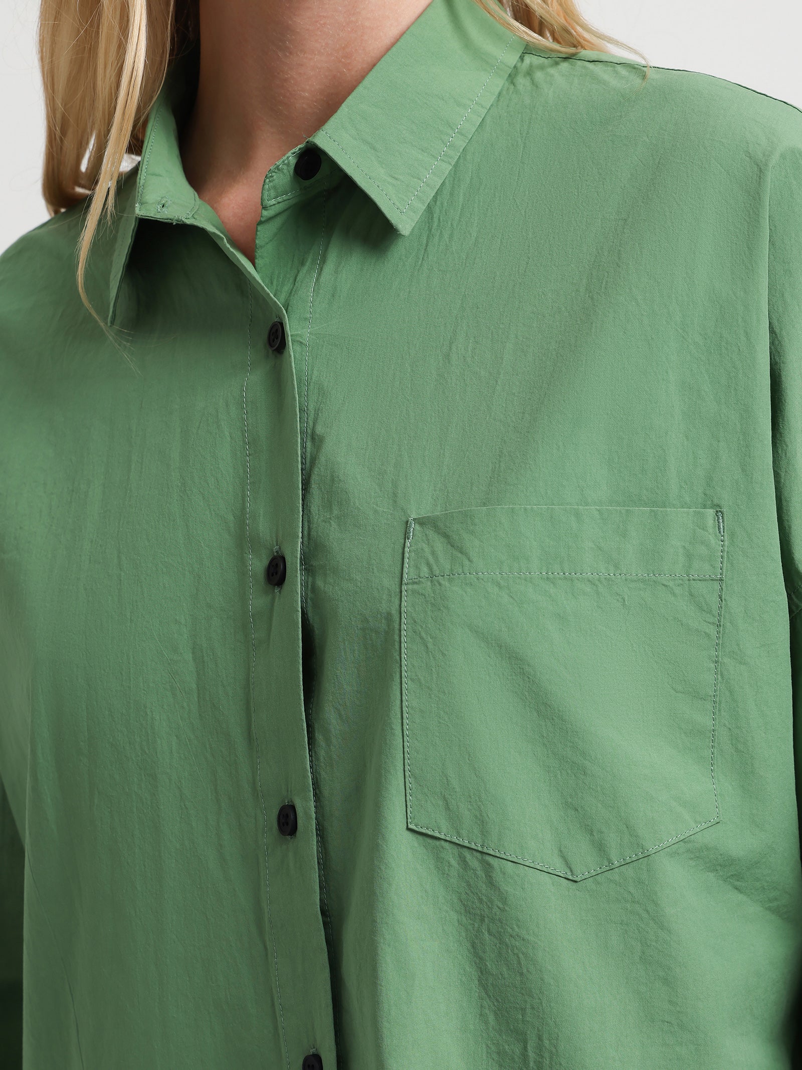 Cruz Poplin Shirt in Lotus Green