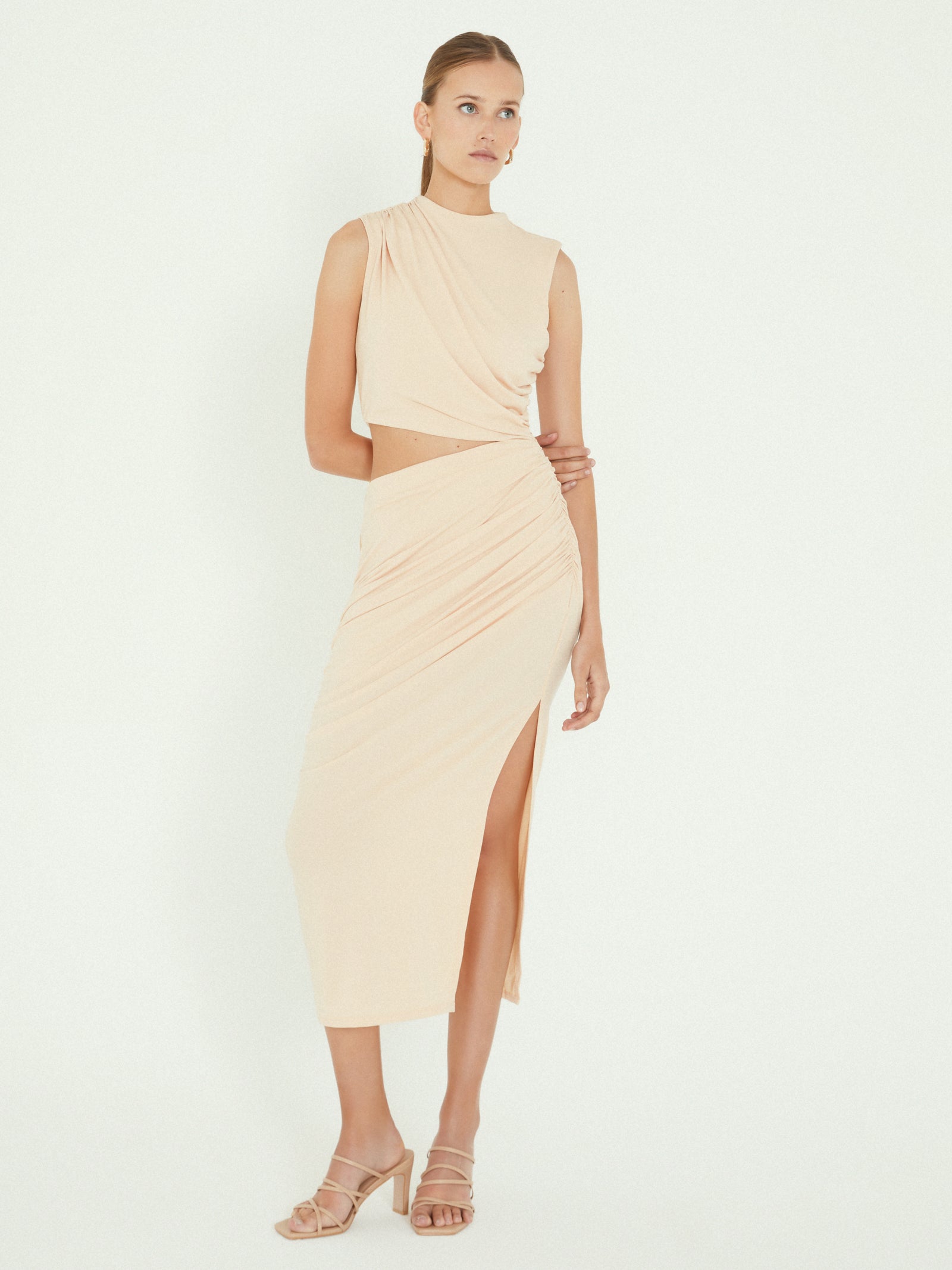 Laurel Midi Dress in Macadamia Yellow