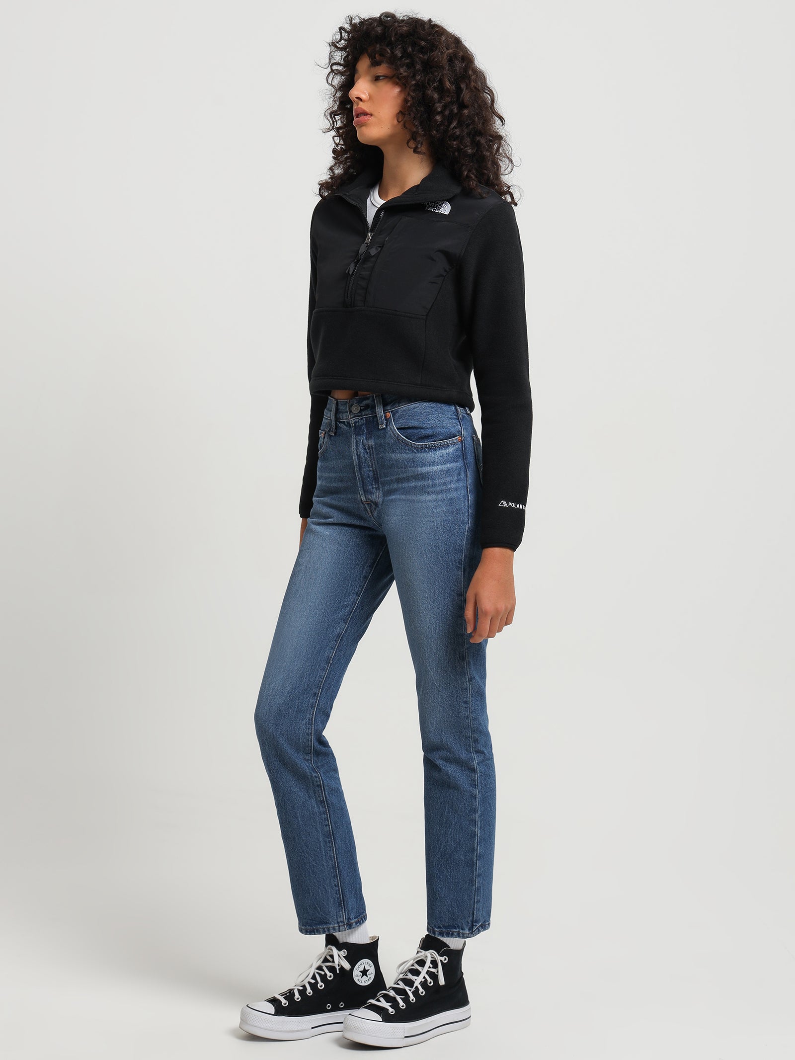 Denali Fleece Cropped Pullover in Black