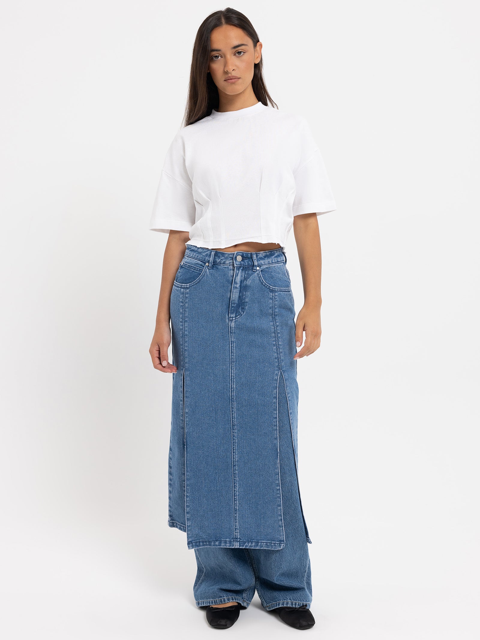 Maeve Midi Denim Skirt