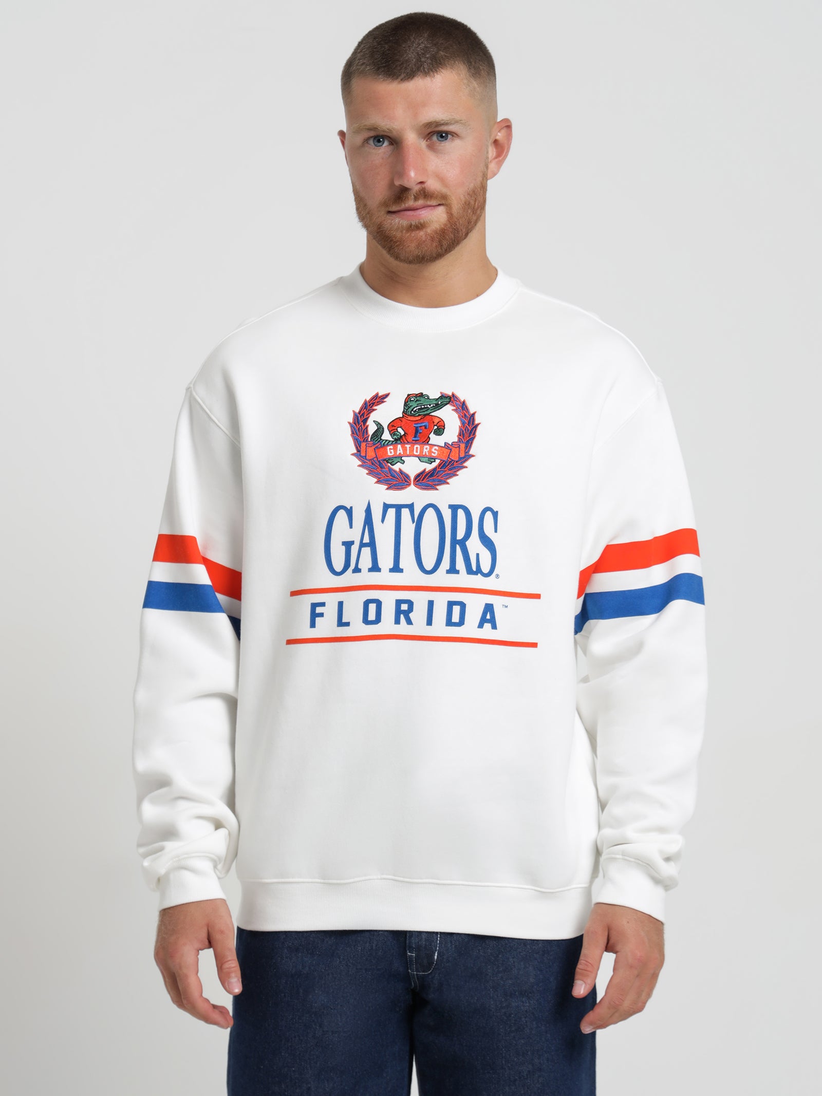 University of Florida Vintage Mascot Crest Sweater in Vintage White