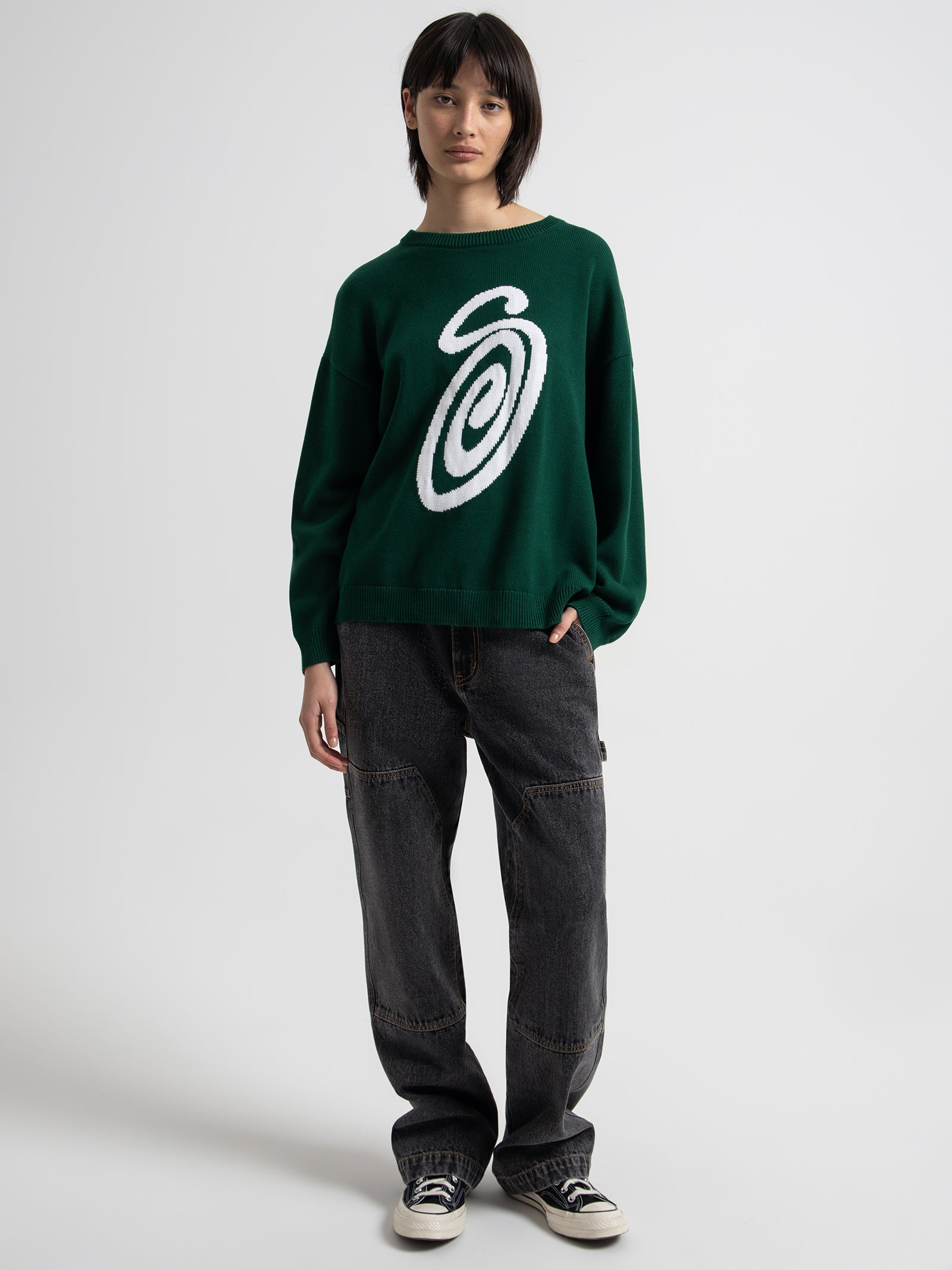 Stussy Curly Knit in Moss Green