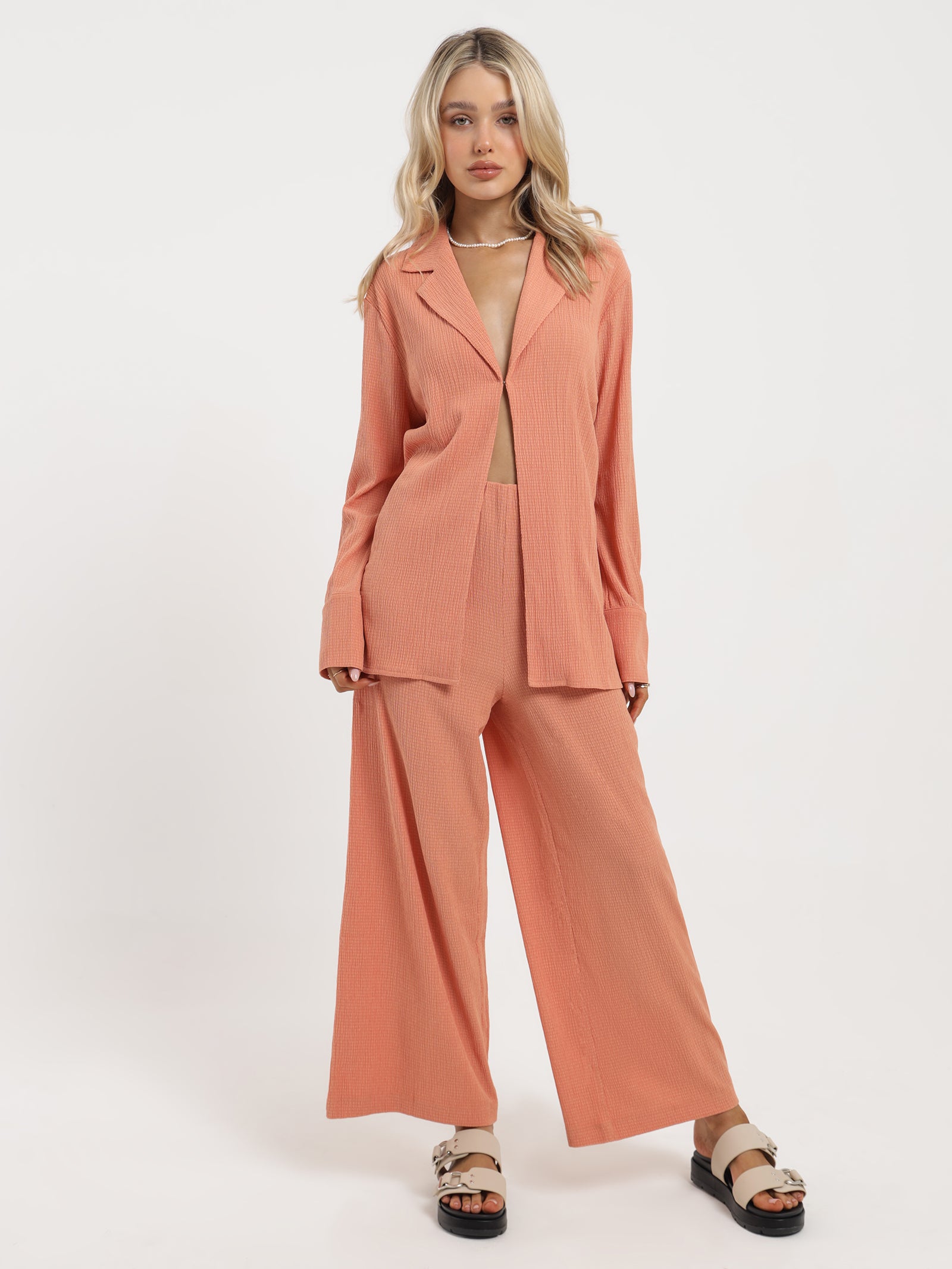 Amber Crinkle Culottes in Grapefruit