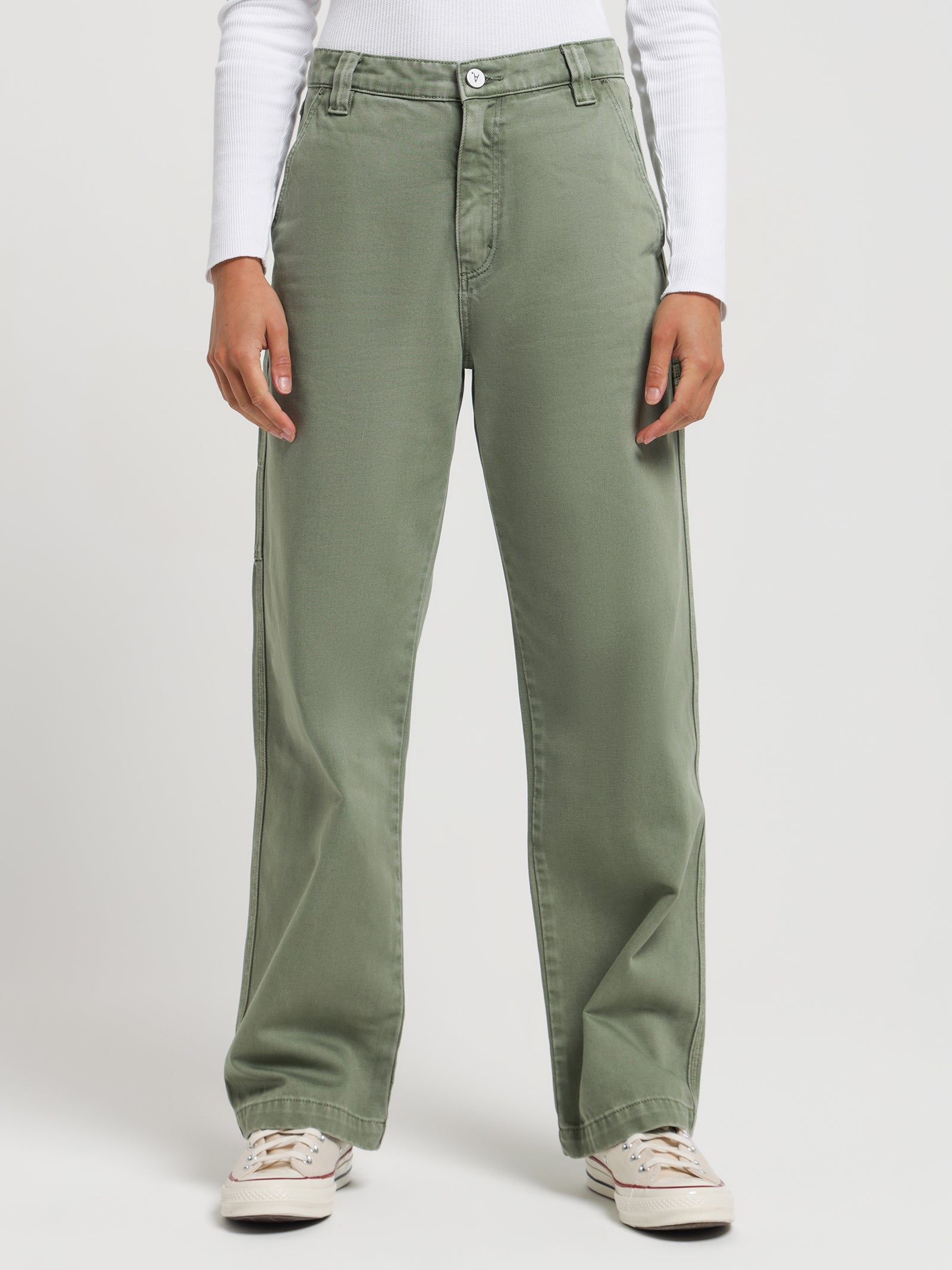 A Slouch Carpenter Jeans in Faded Army Green