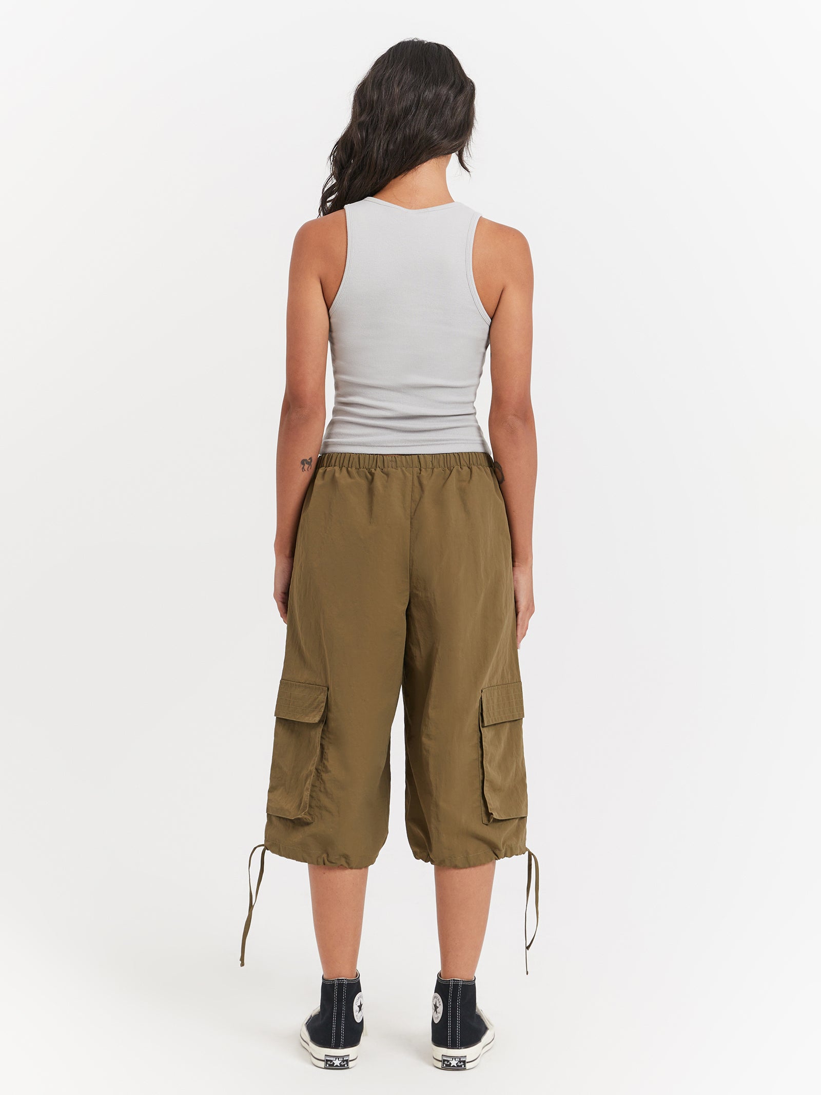 Hudson Parachute Long Shorts in Khaki