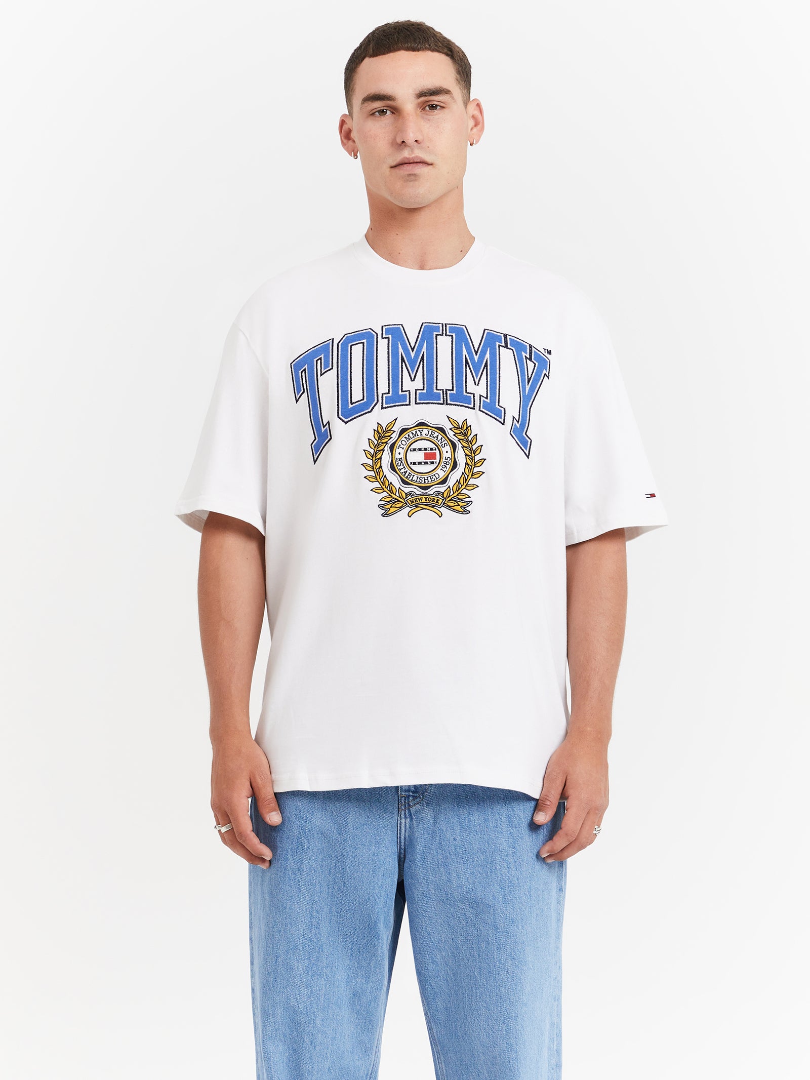 College Oversized Fit T-Shirt in White