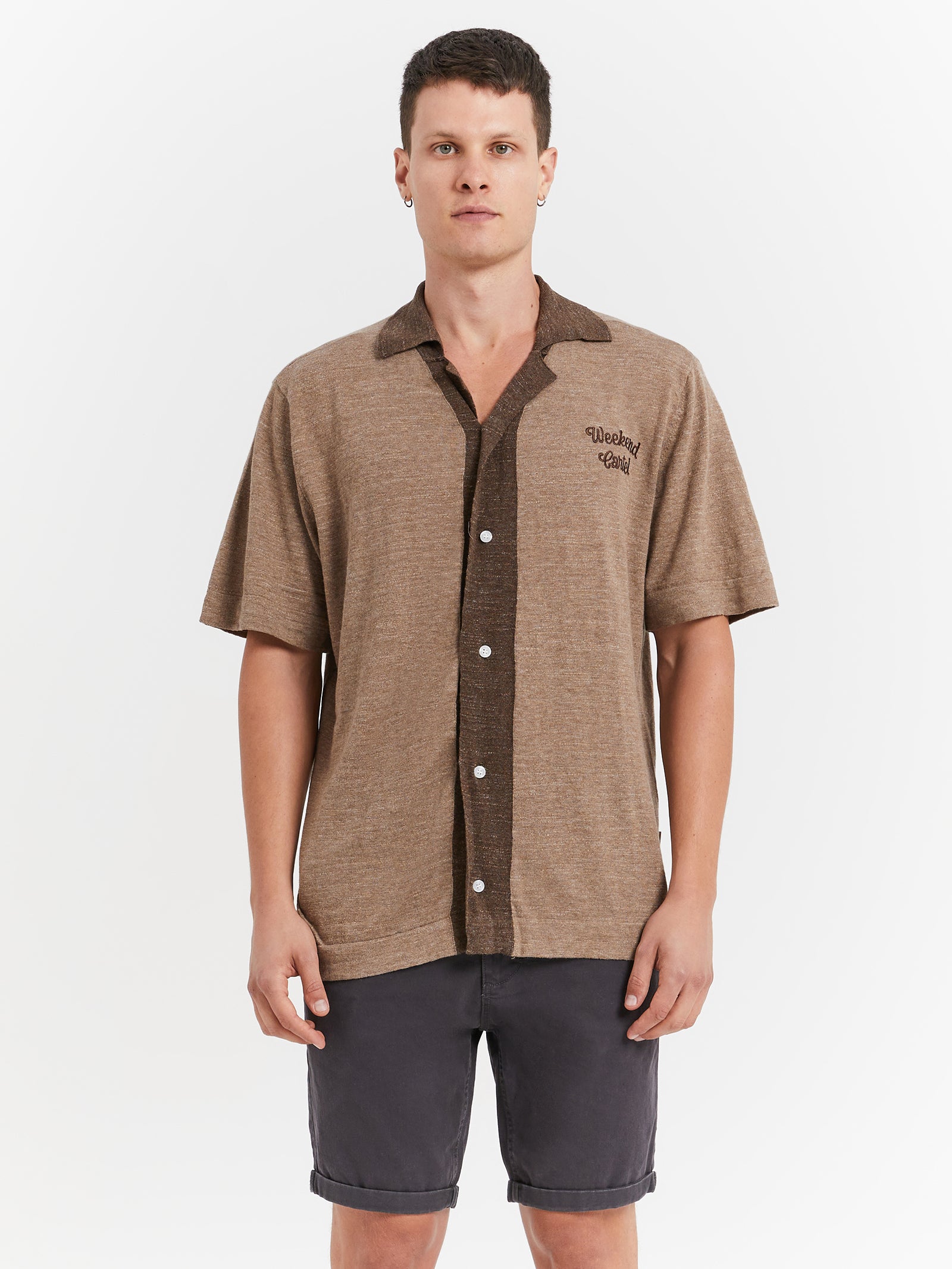 Saloon Knit Shirt in Tan