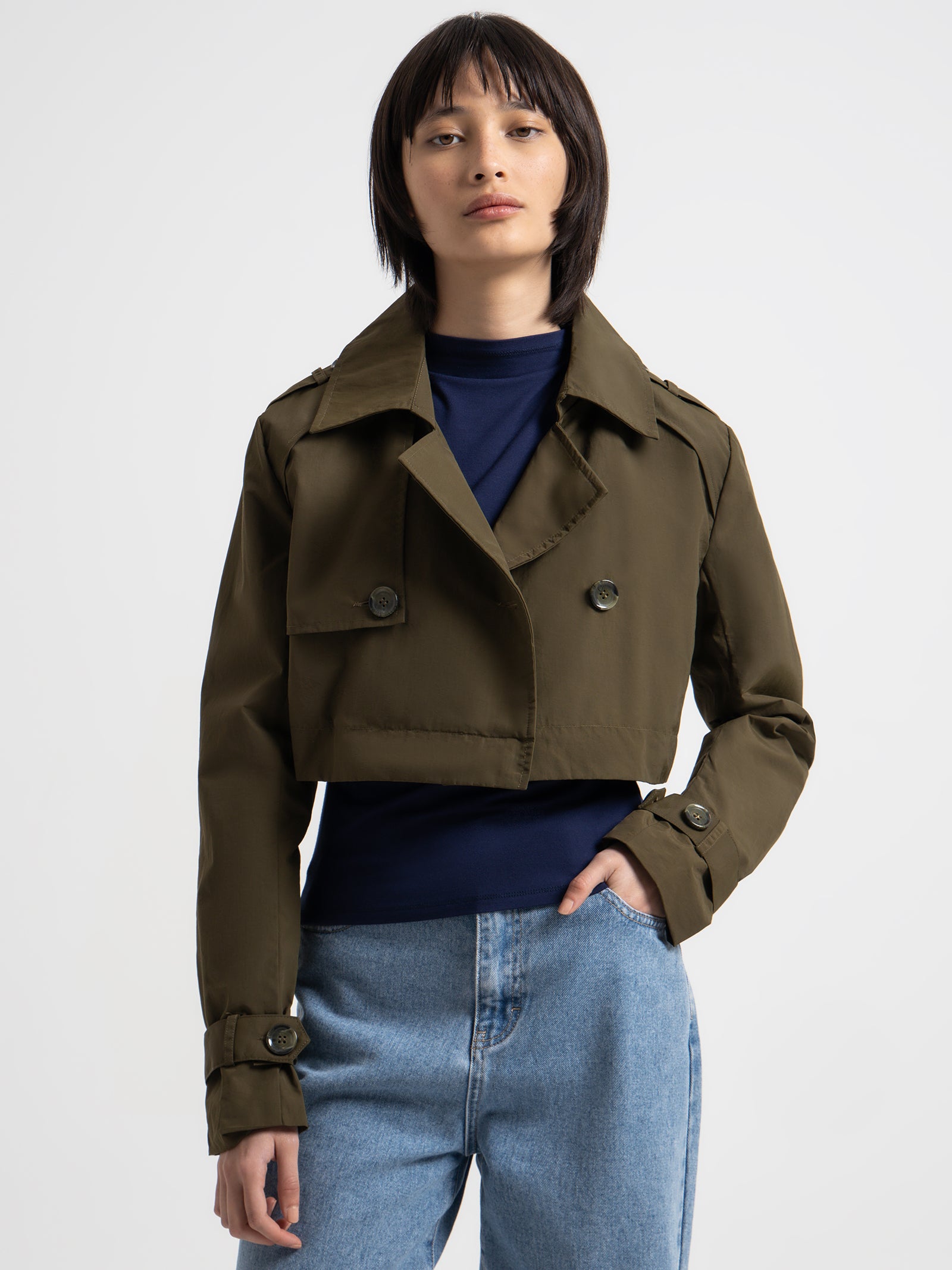 Ivy Zip Off Trench Coat in Khaki