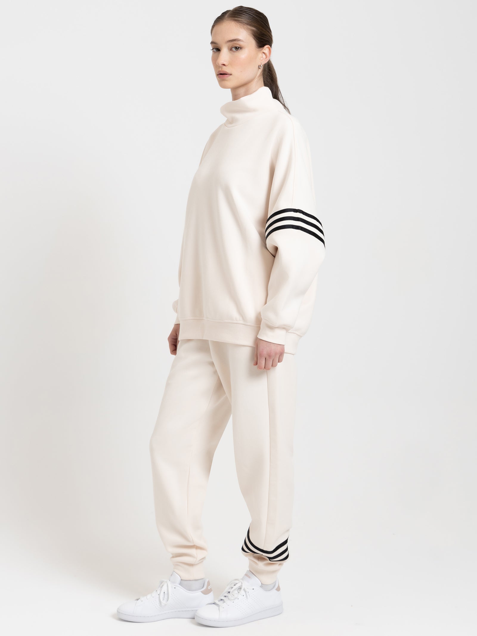 Adicolor Neuclassics Oversized High Neck Sweatshirt in Wonder White