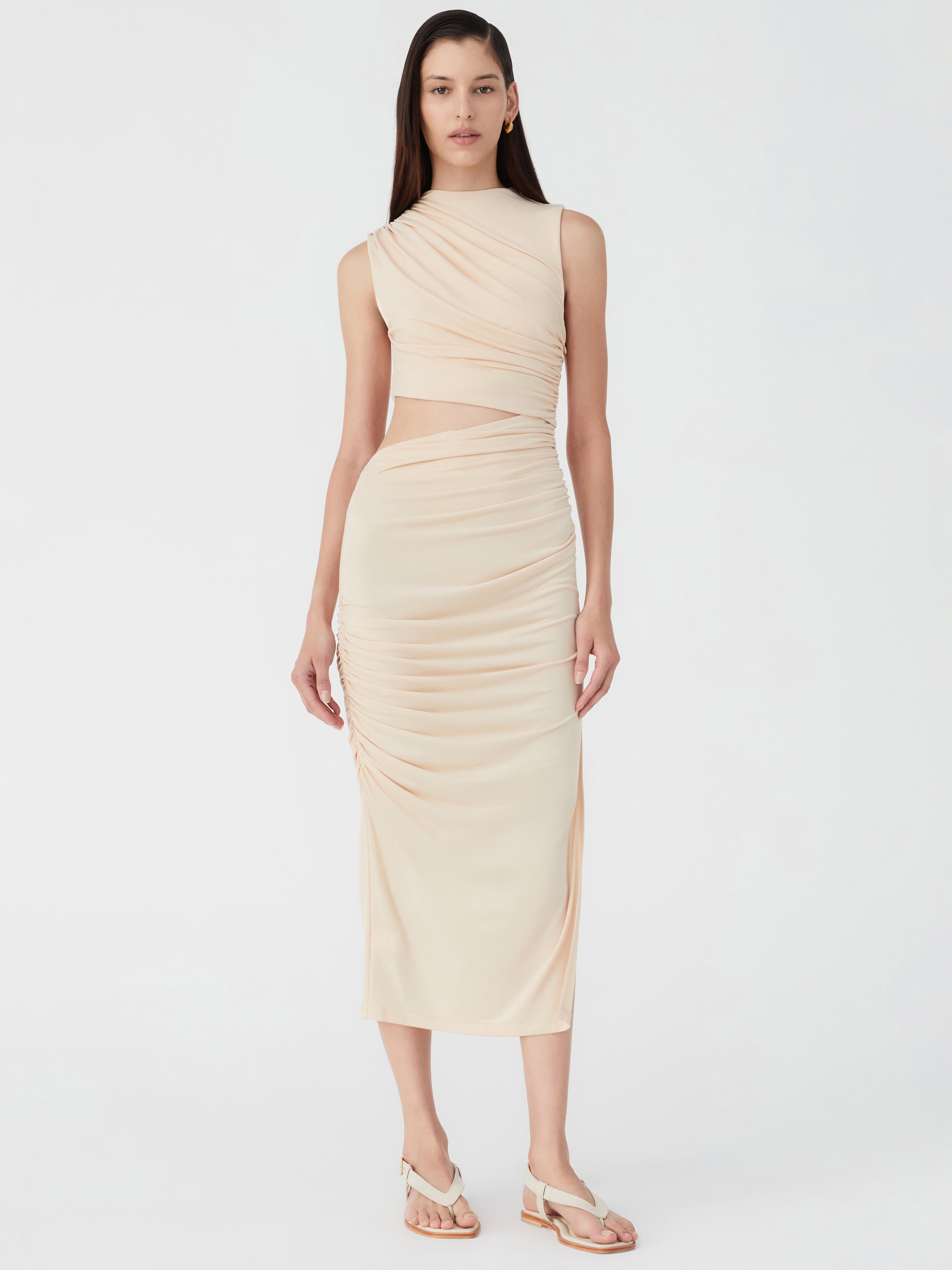 Laurel Midi Dress in Macadamia Yellow