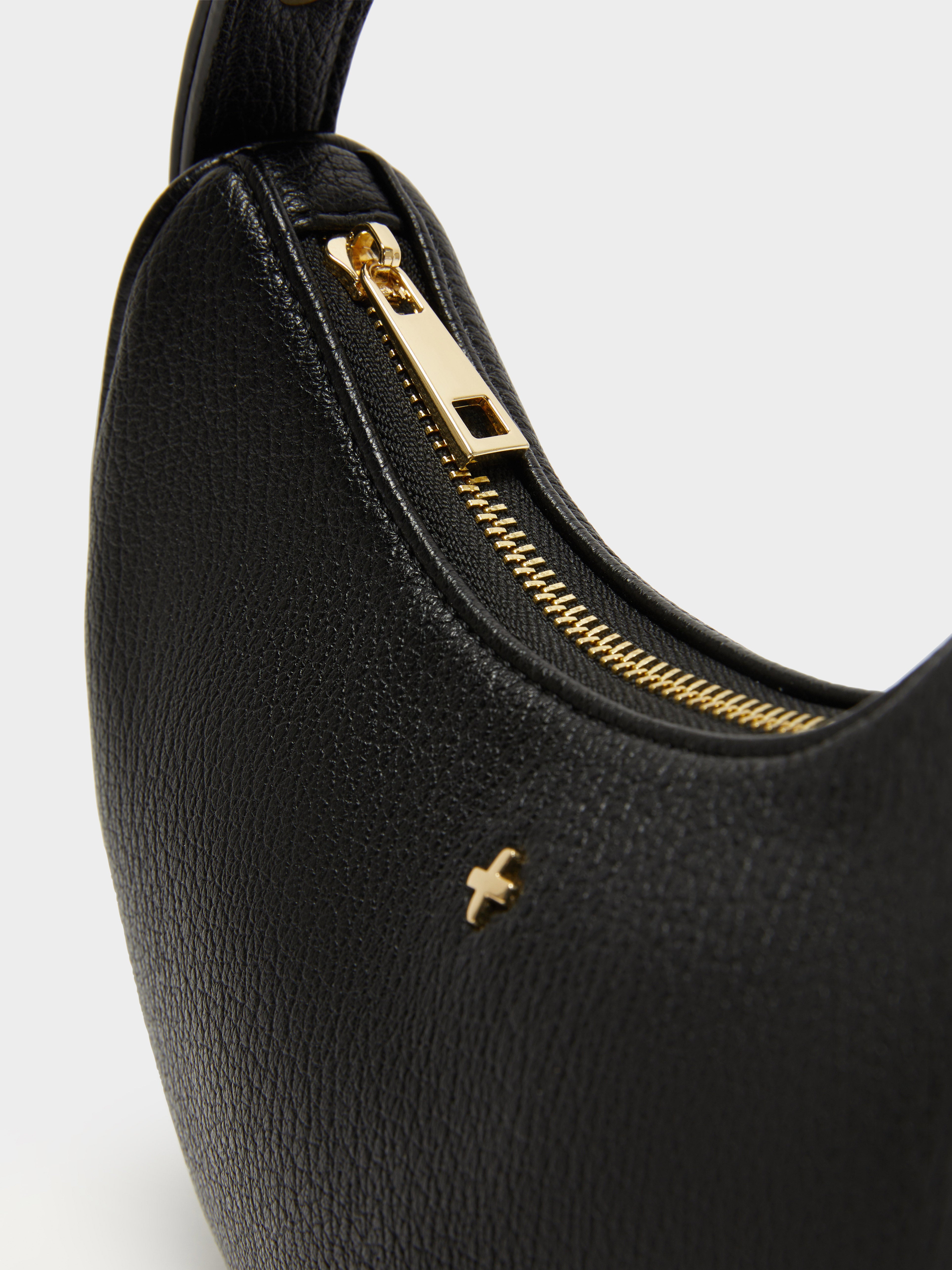 Latto Mini Shoulder Bag in Black Pebble Gold