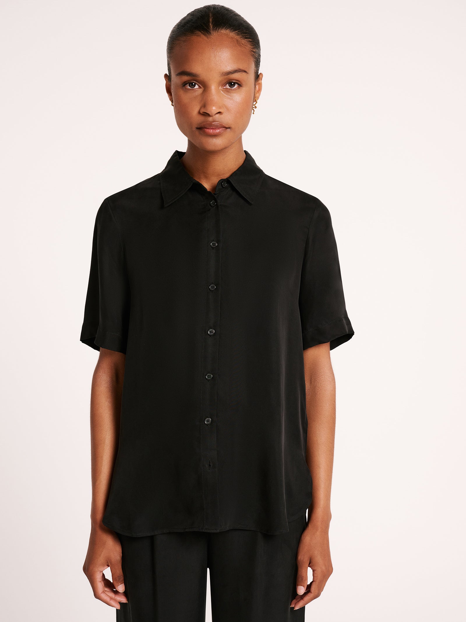 Lea Cupro Shirt in Black